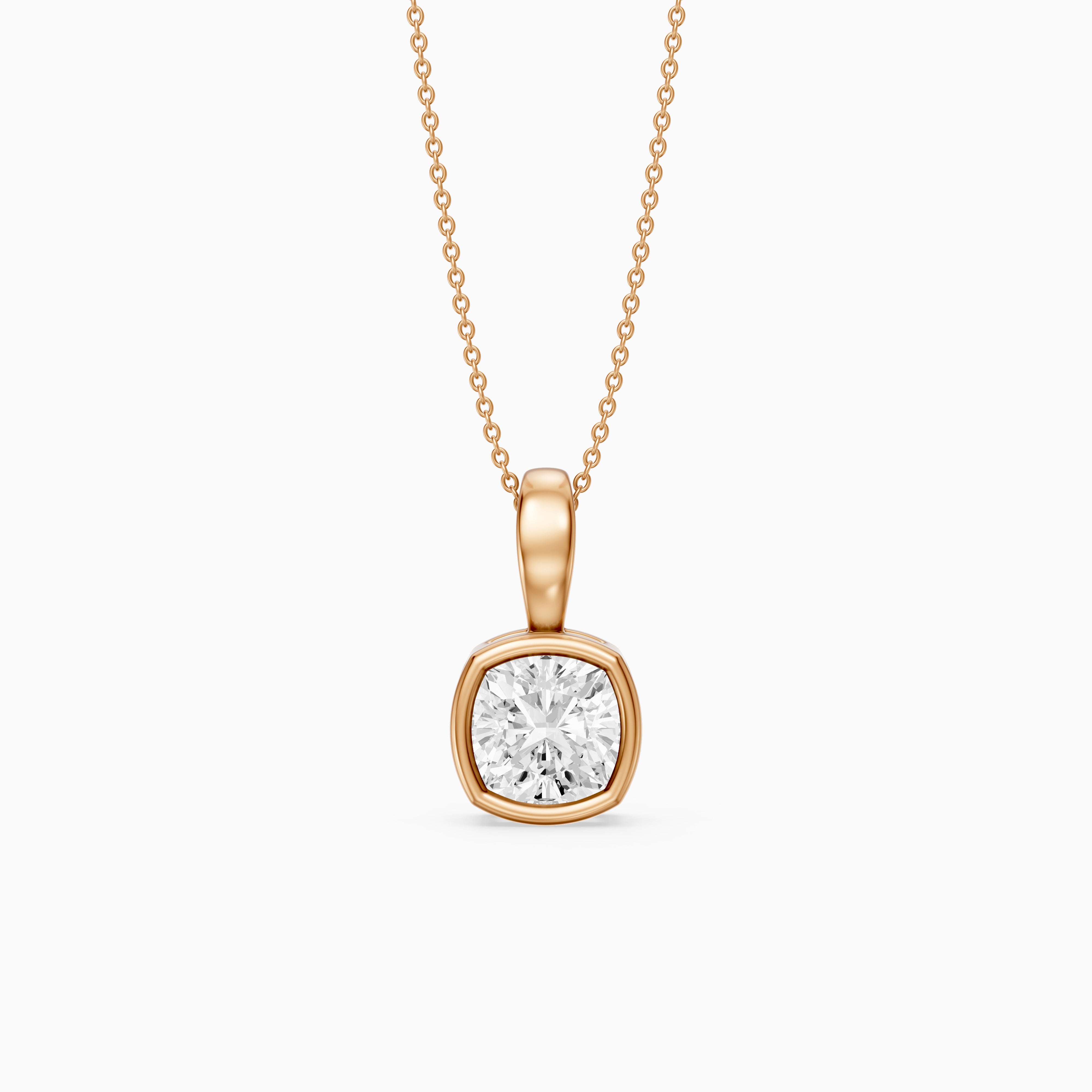 Gia Cushion Lab Grown Diamond Bezel Solitaire Pendant