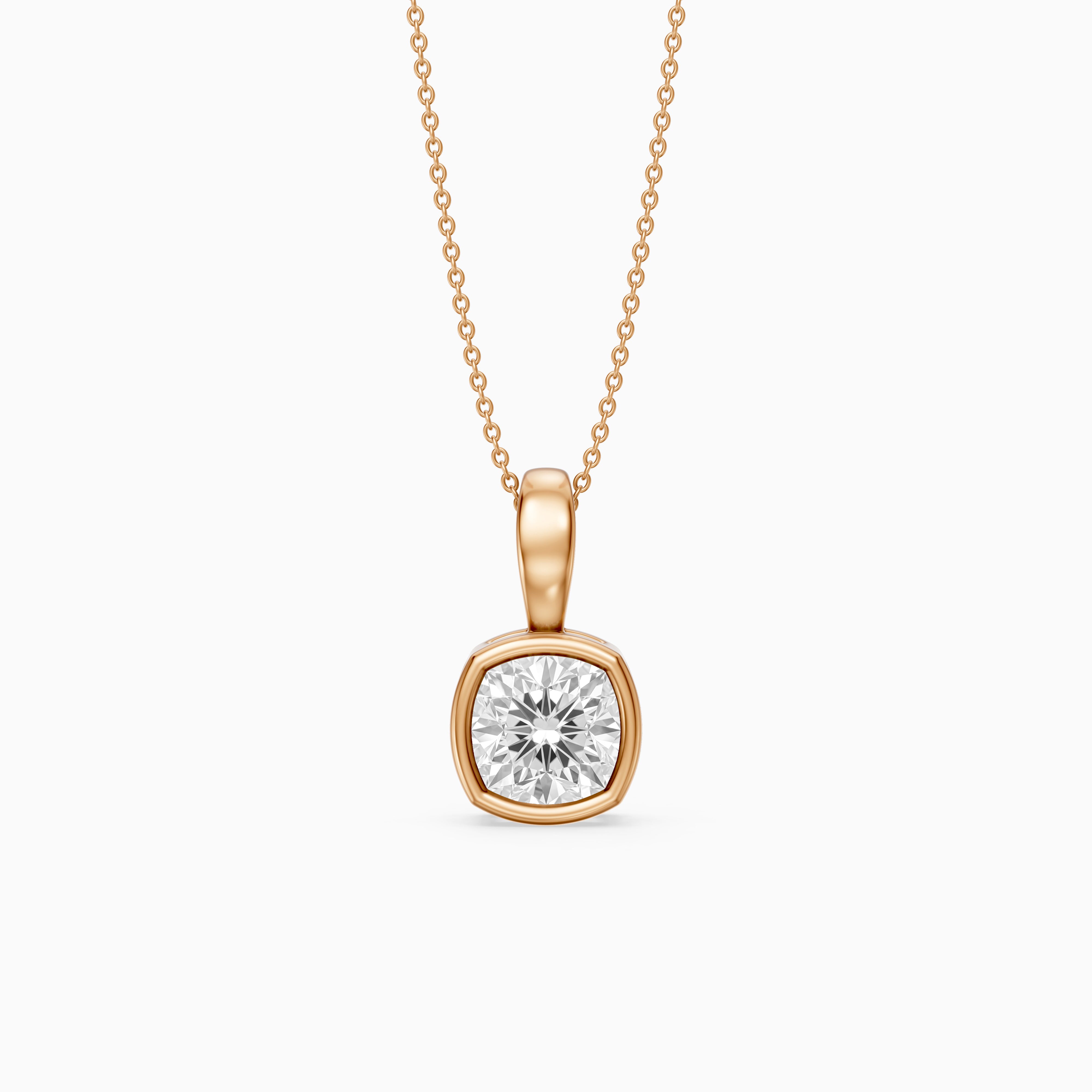 Gia Cushion Lab Grown Diamond Bezel Solitaire Pendant