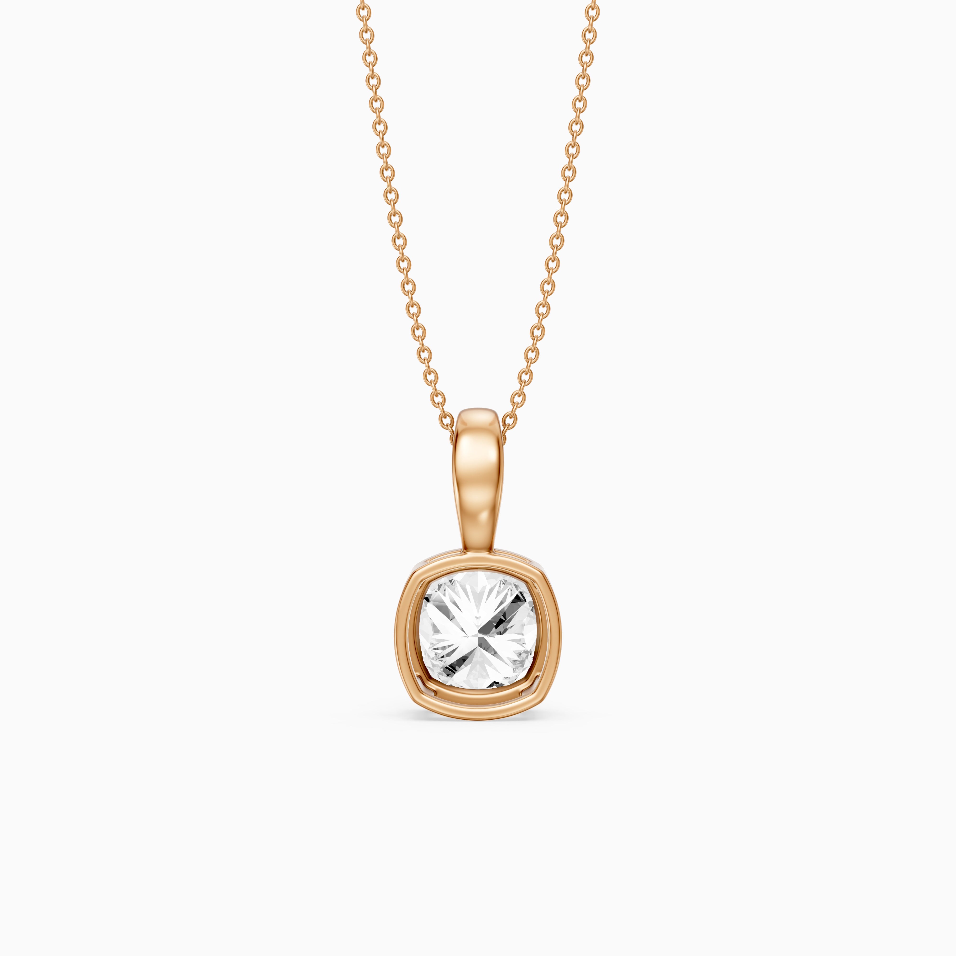 Gia Cushion Lab Grown Diamond Bezel Solitaire Pendant