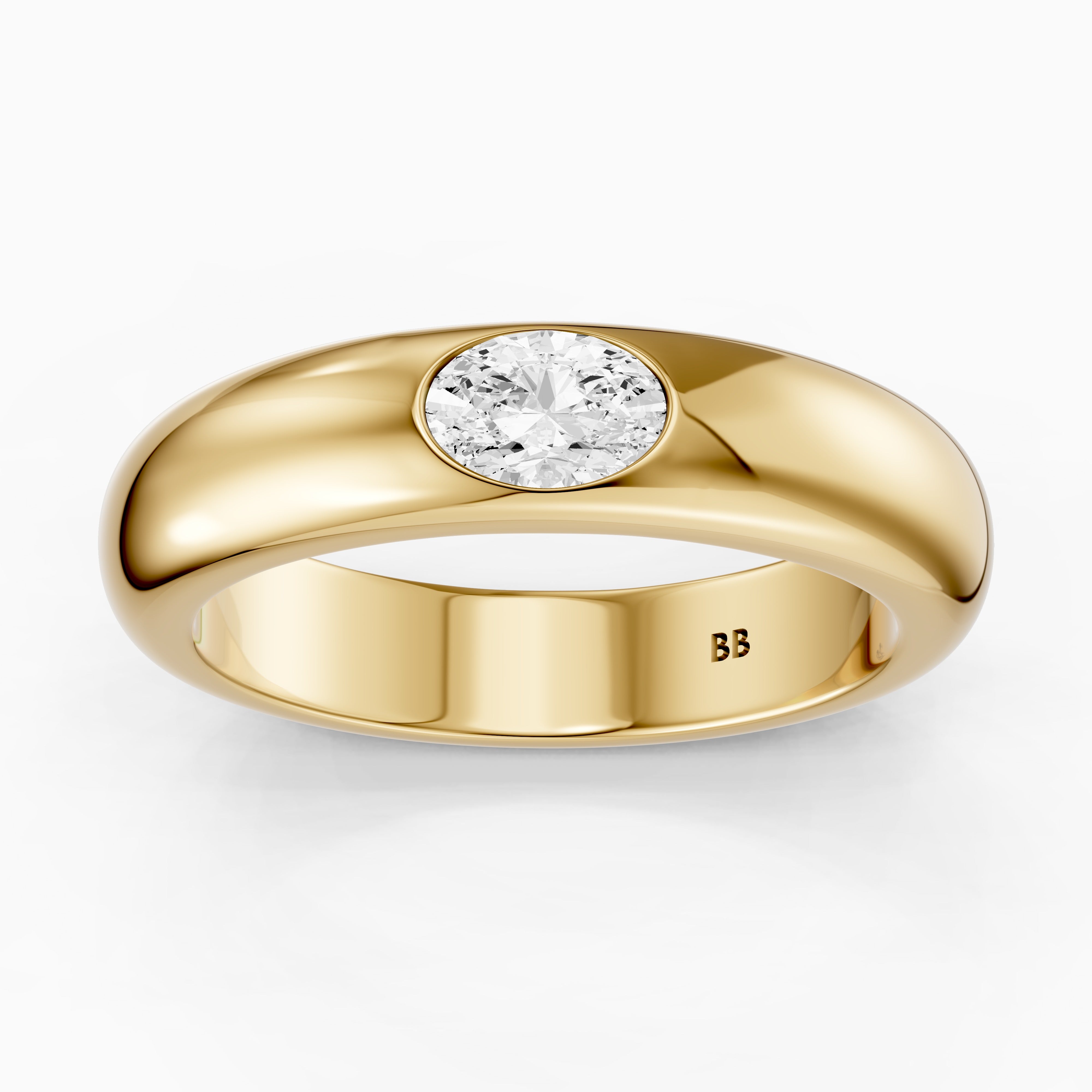 Marisol Oval Cut Lab Diamond Bezel Set Dome Band