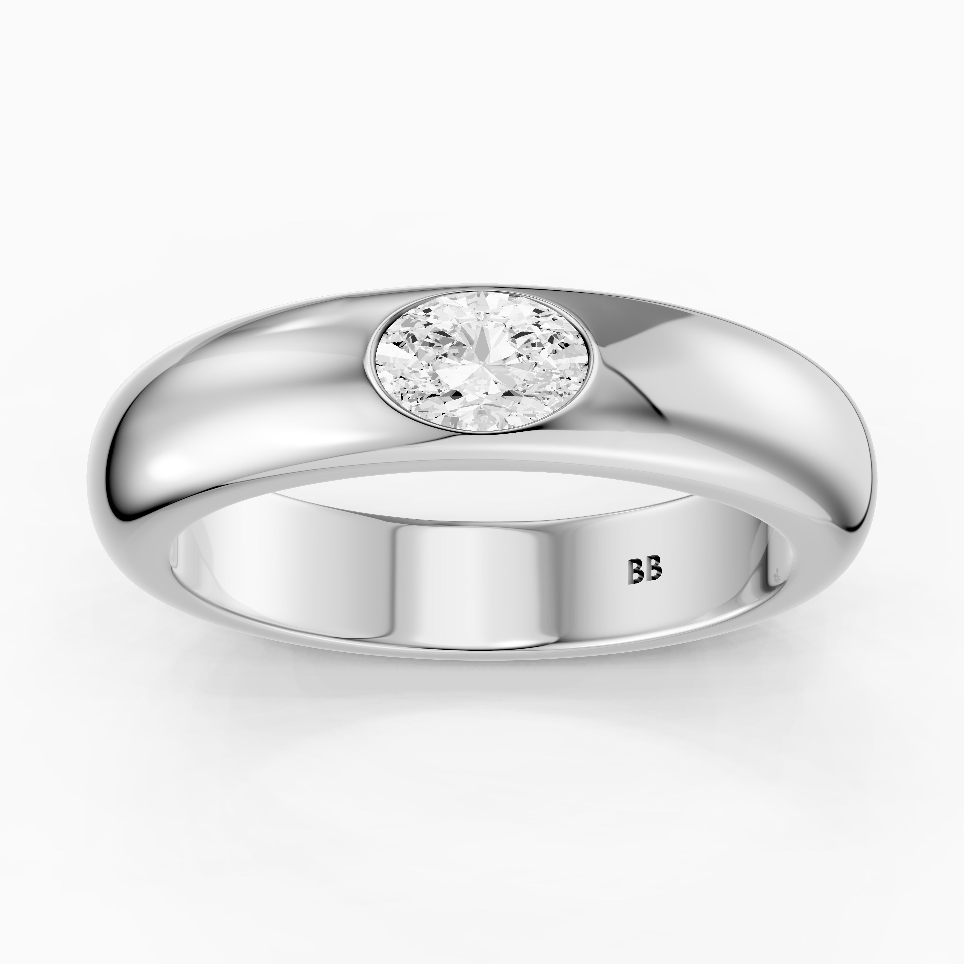 Marisol Oval Cut Lab Diamond Bezel Set Dome Band