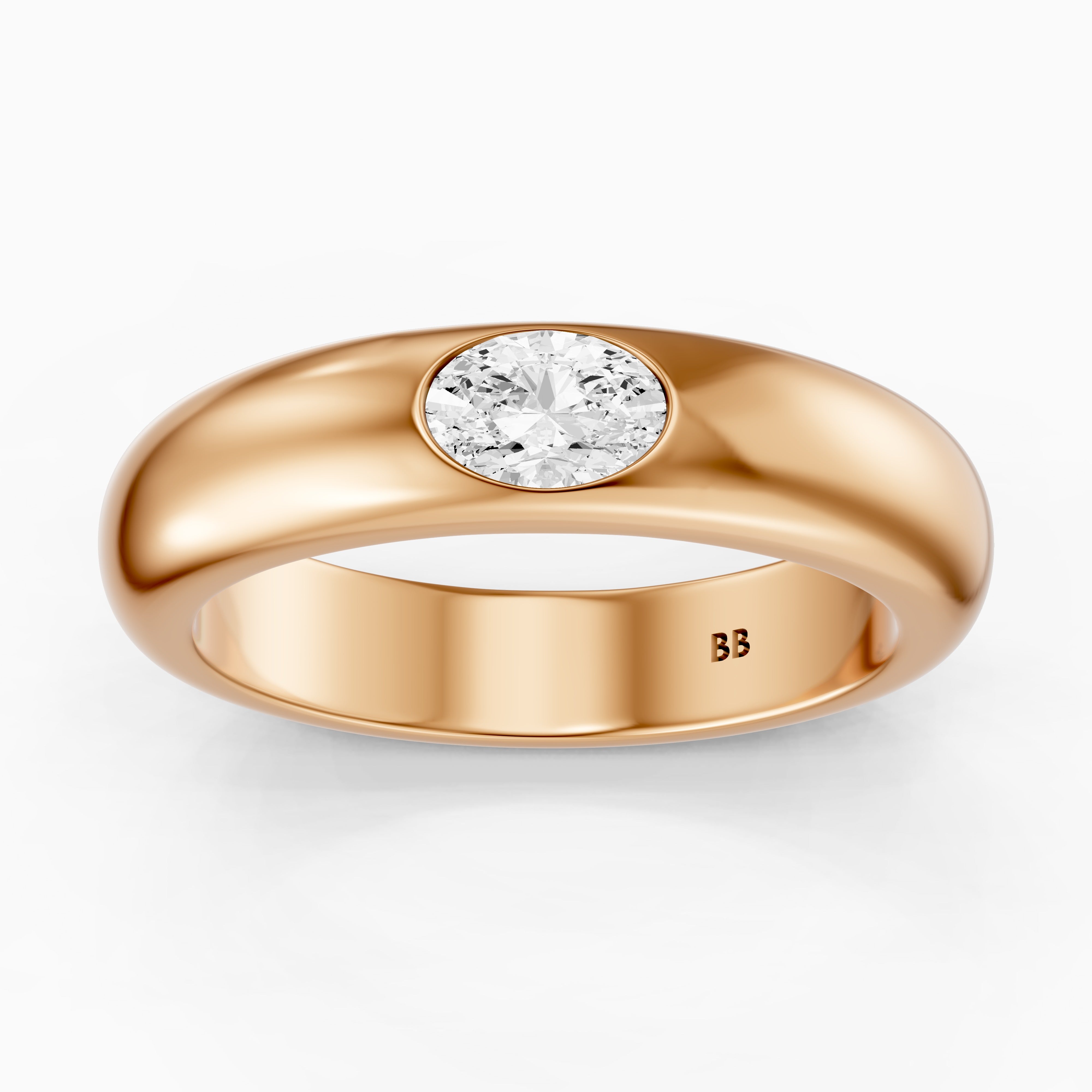 Marisol Oval Cut Lab Diamond Bezel Set Dome Band