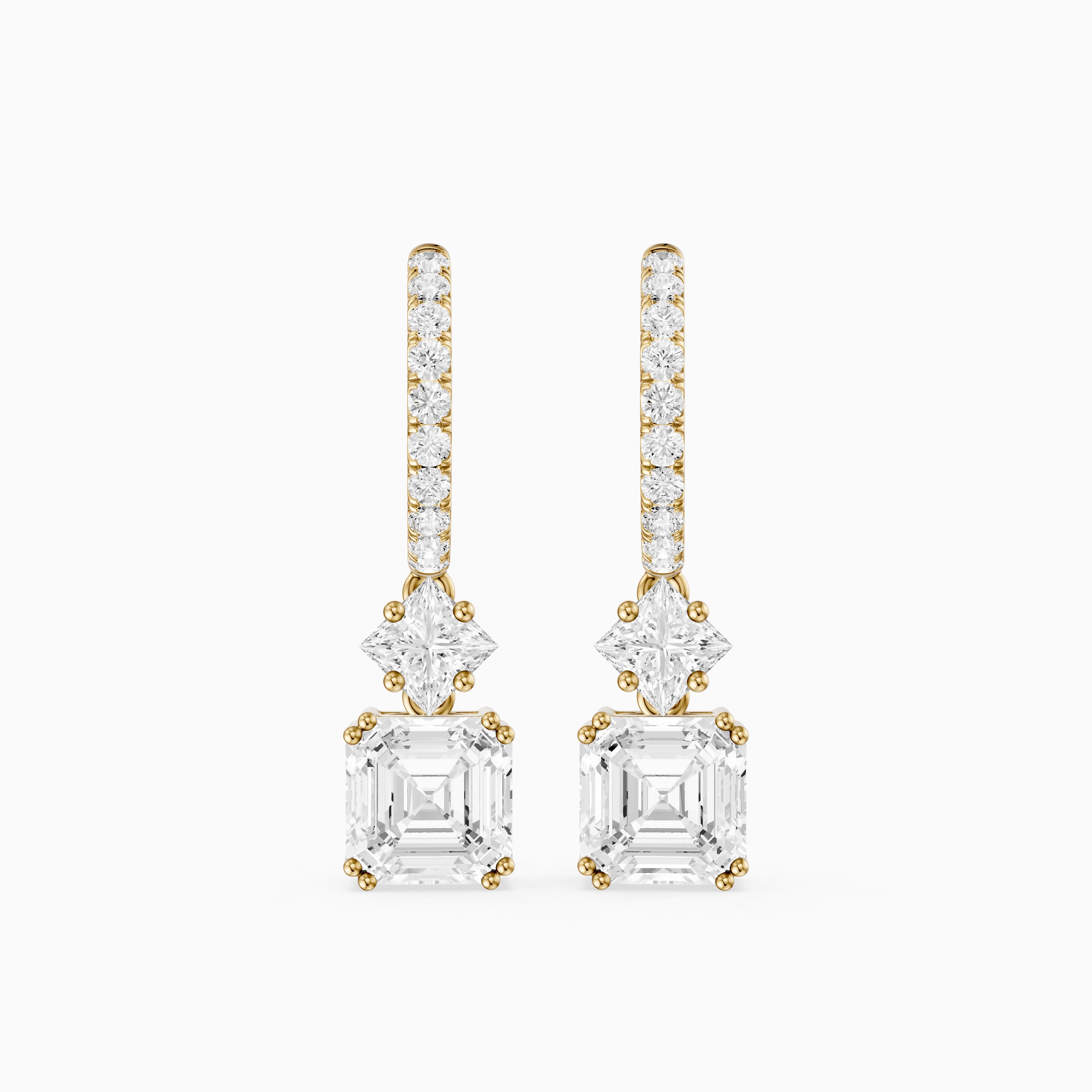 Cindy Asscher, Princess and Round Lab Grown Diamond Drop Earrings with Pave Hoop