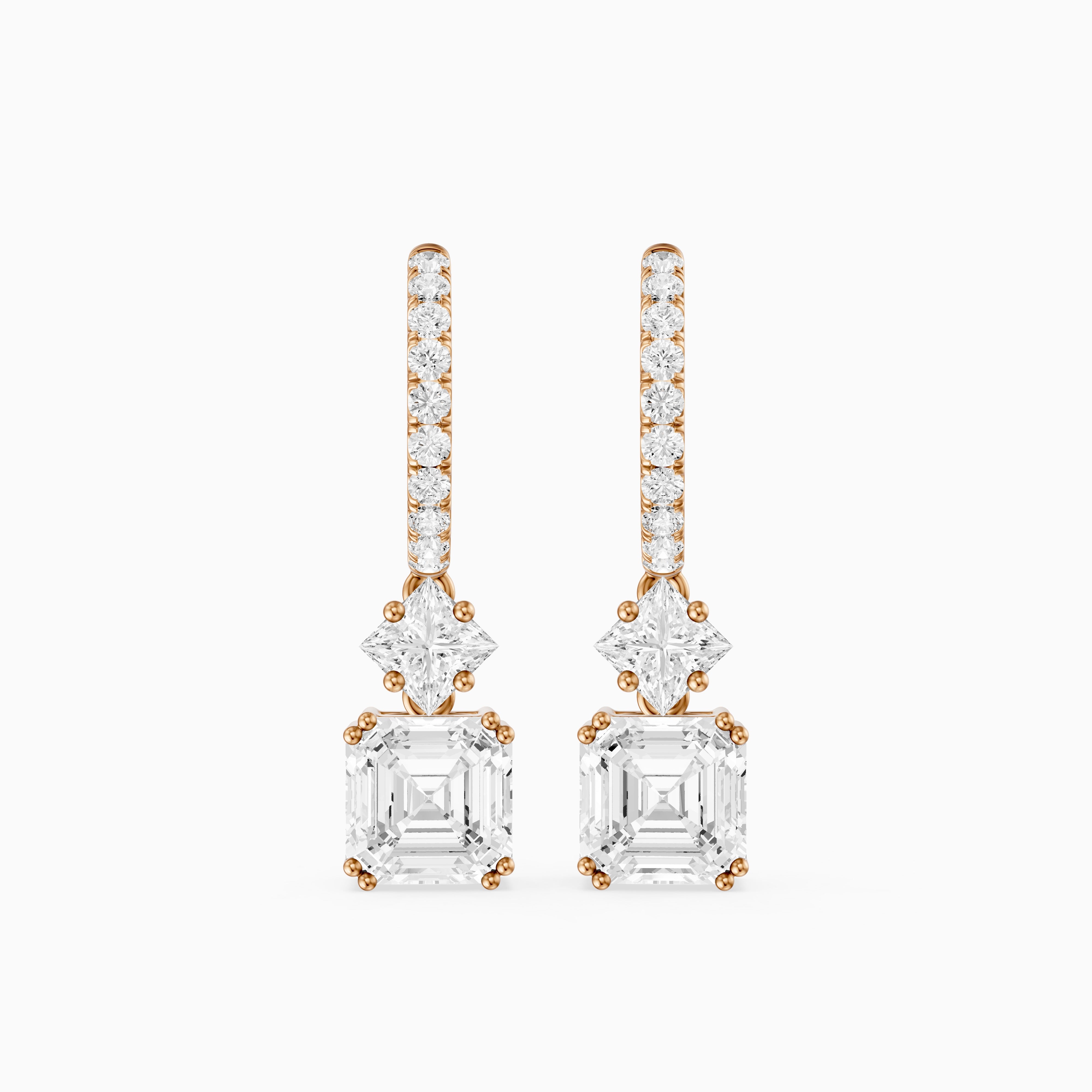 Cindy Asscher, Princess and Round Lab Grown Diamond Drop Earrings with Pave Hoop
