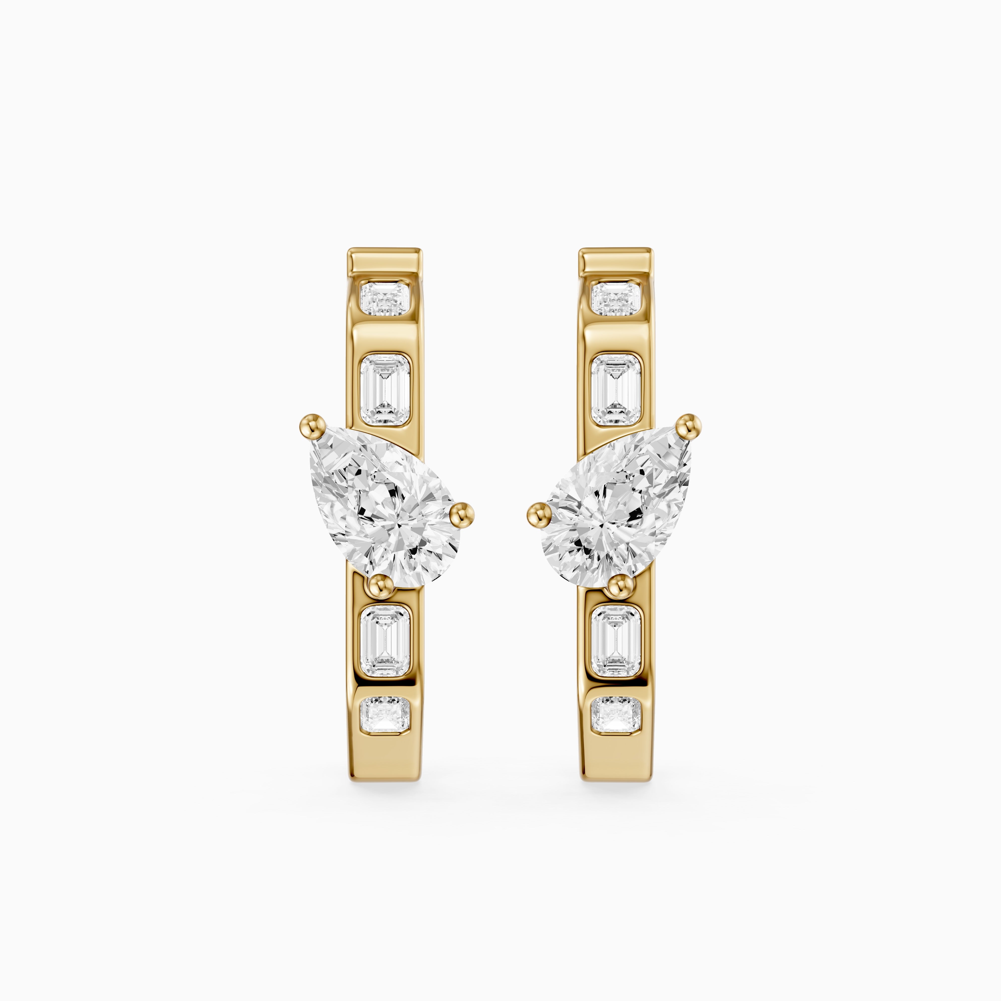 Irena Pear and Emerald Cut Lab Grown Diamond Hoop Earrings