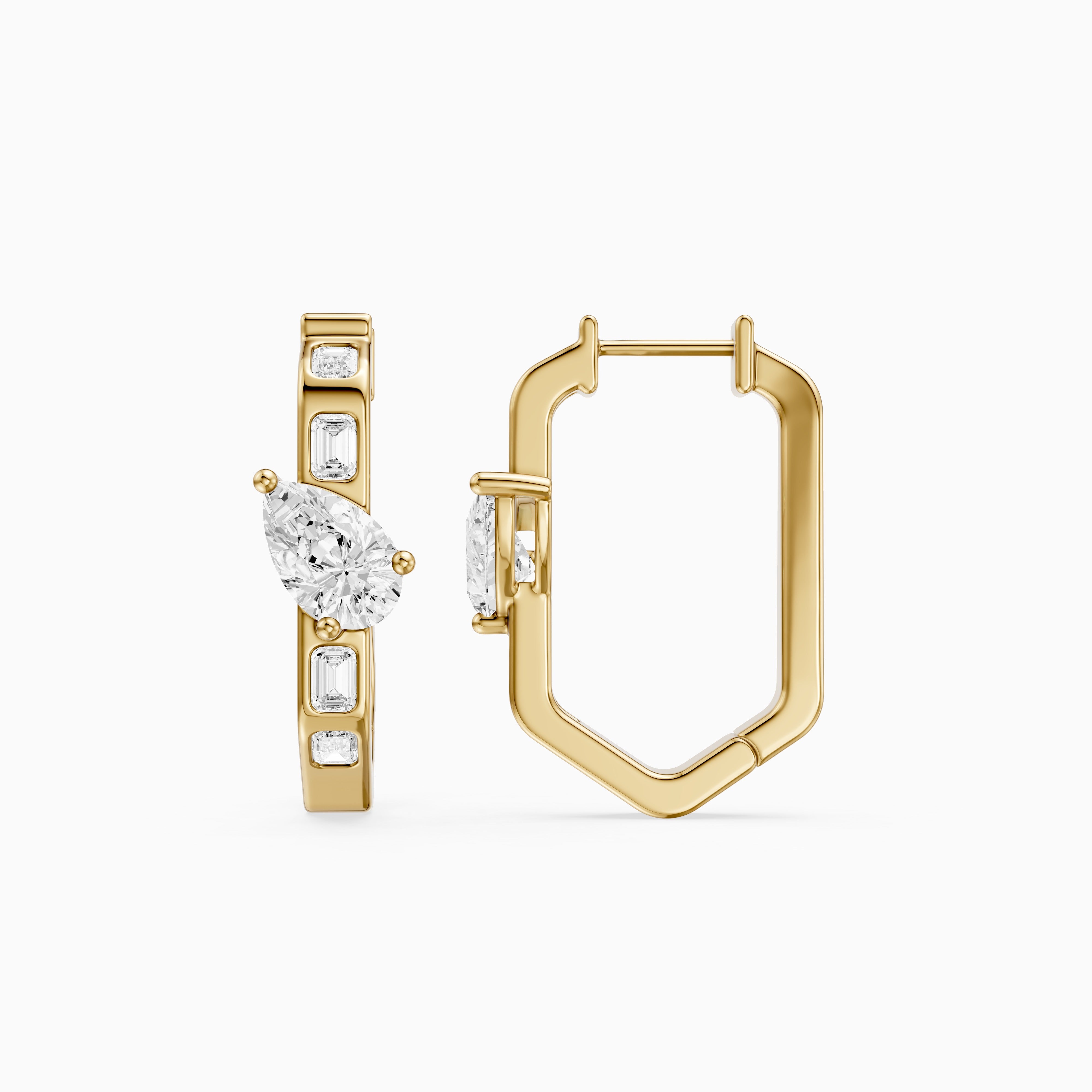 Irena Pear and Emerald Cut Lab Grown Diamond Hoop Earrings