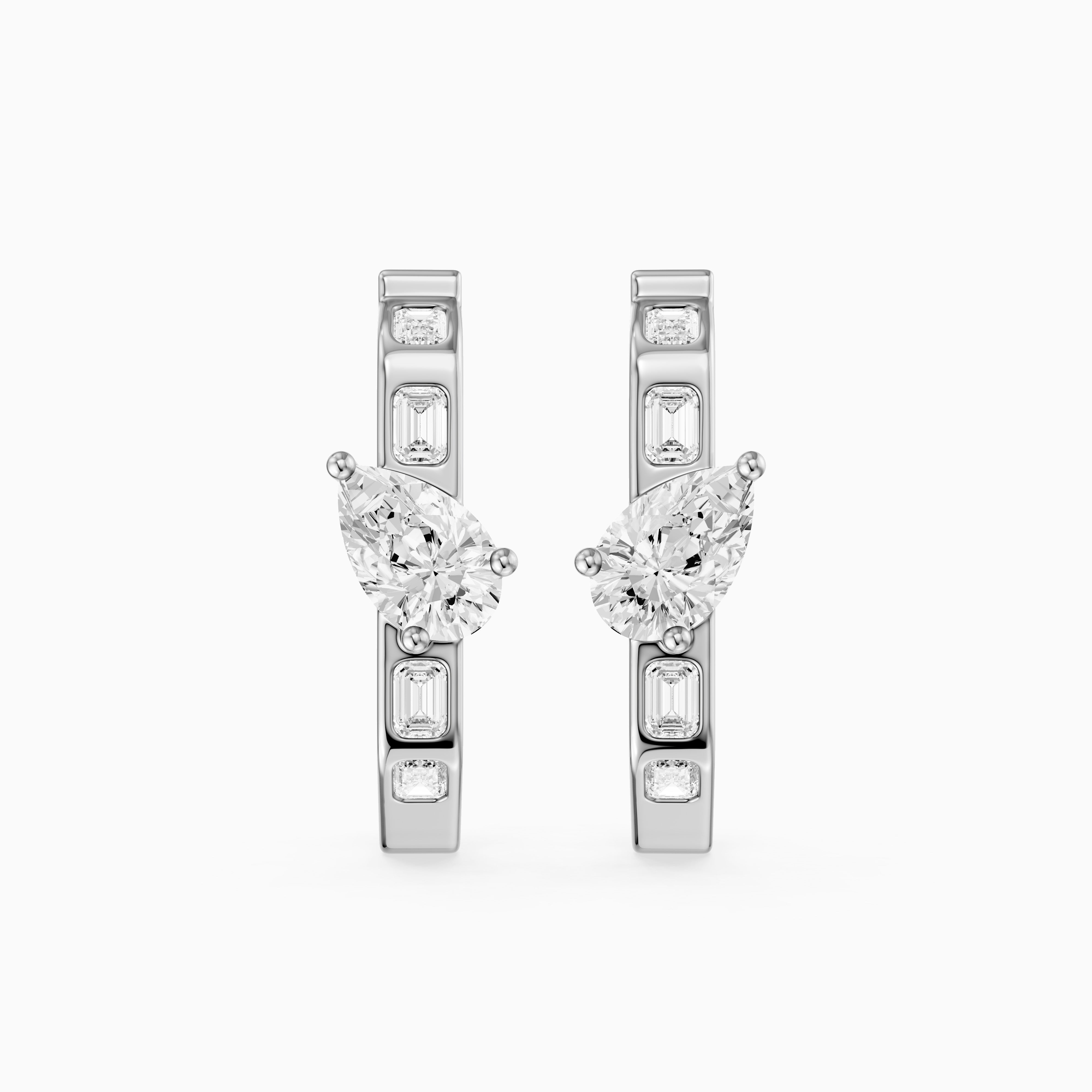 Irena Pear and Emerald Cut Lab Grown Diamond Hoop Earrings