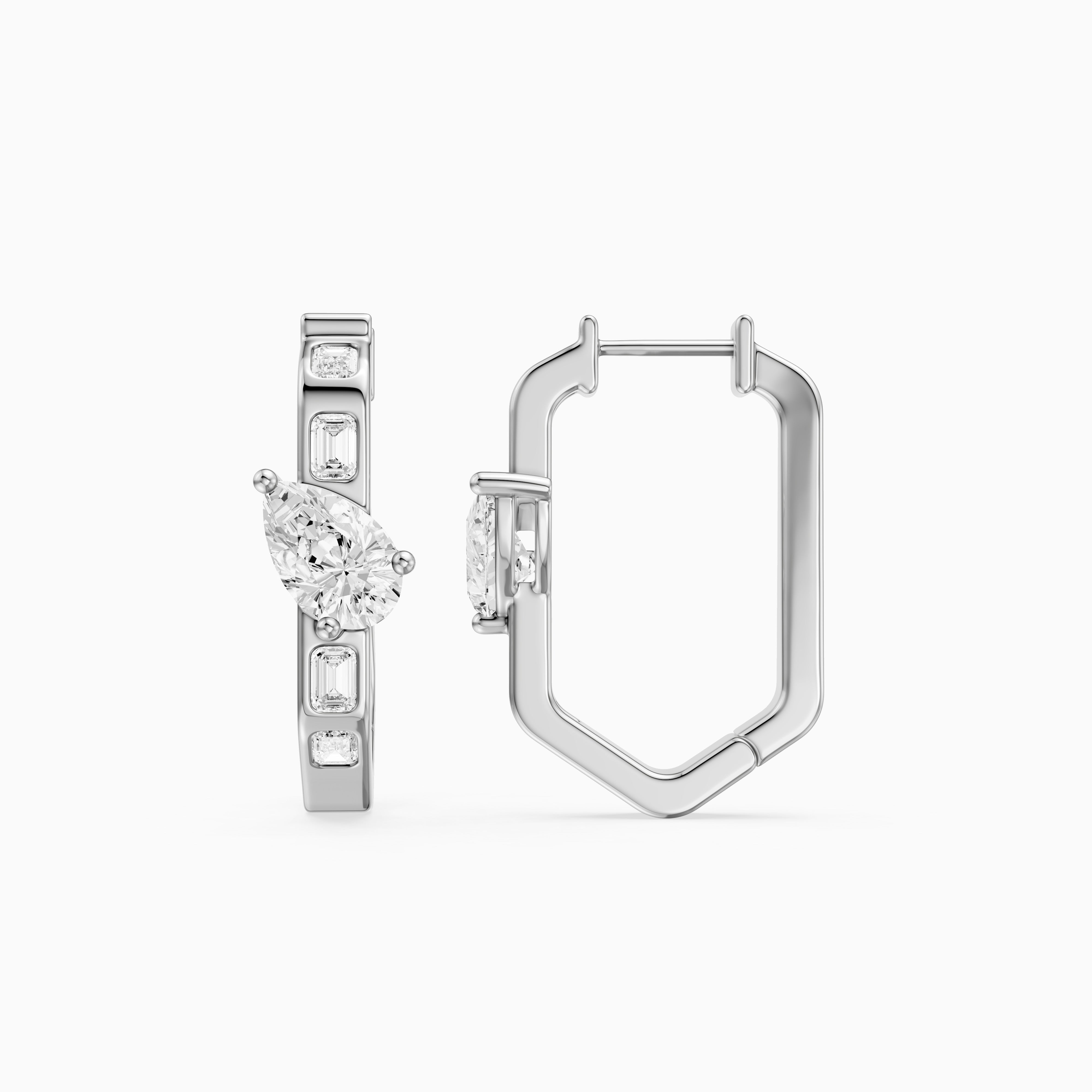 Irena Pear and Emerald Cut Lab Grown Diamond Hoop Earrings