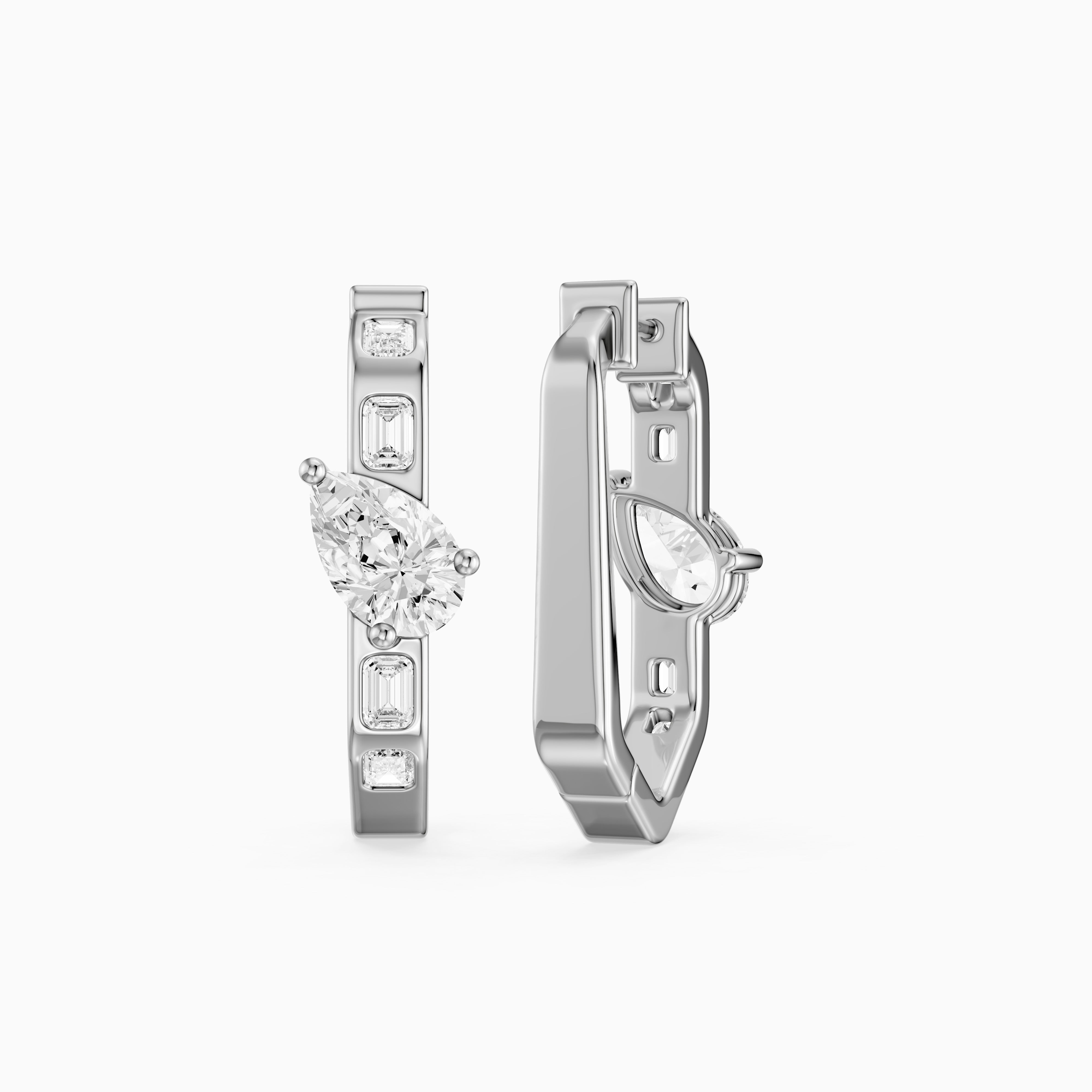 Irena Pear and Emerald Cut Lab Grown Diamond Hoop Earrings