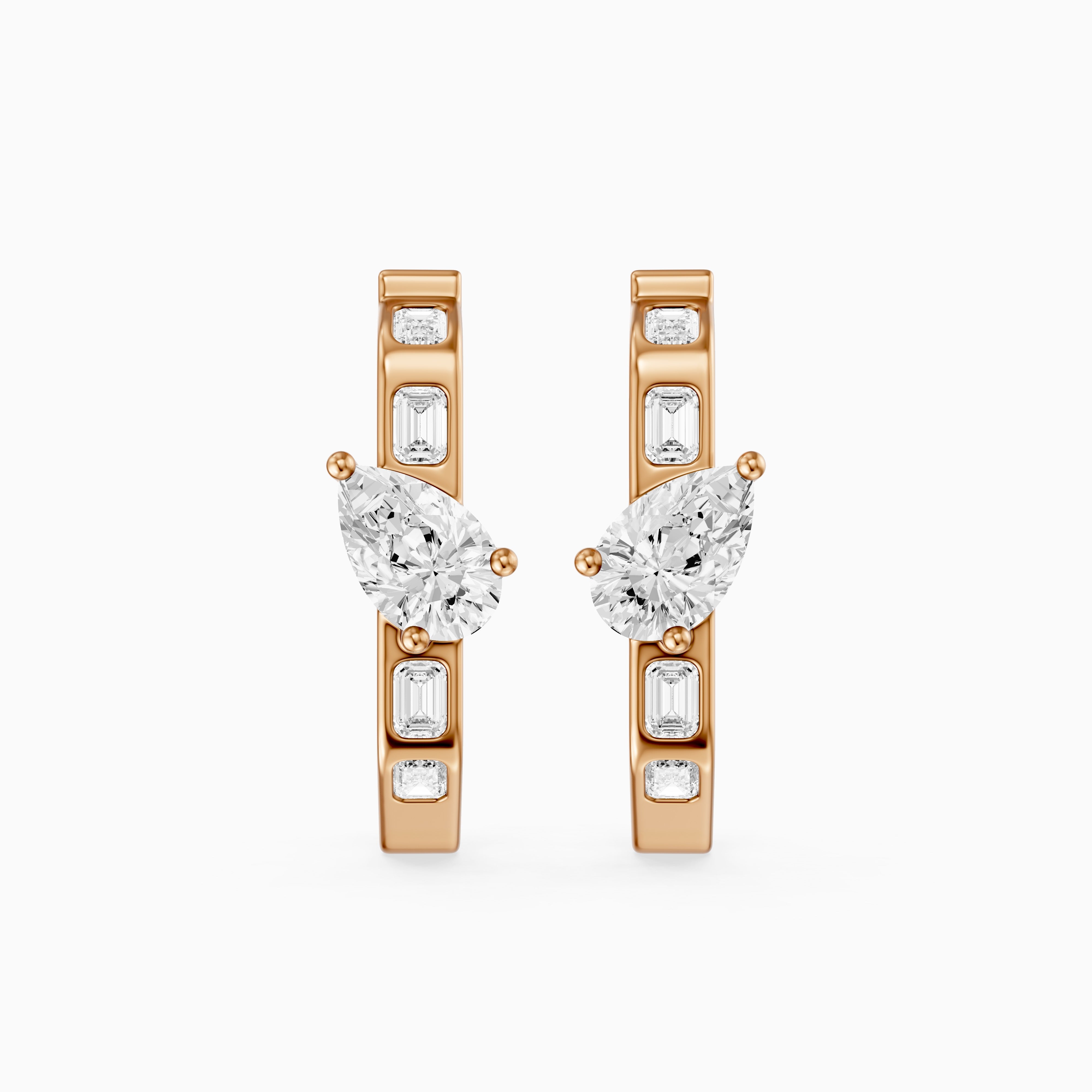 Irena Pear and Emerald Cut Lab Grown Diamond Hoop Earrings