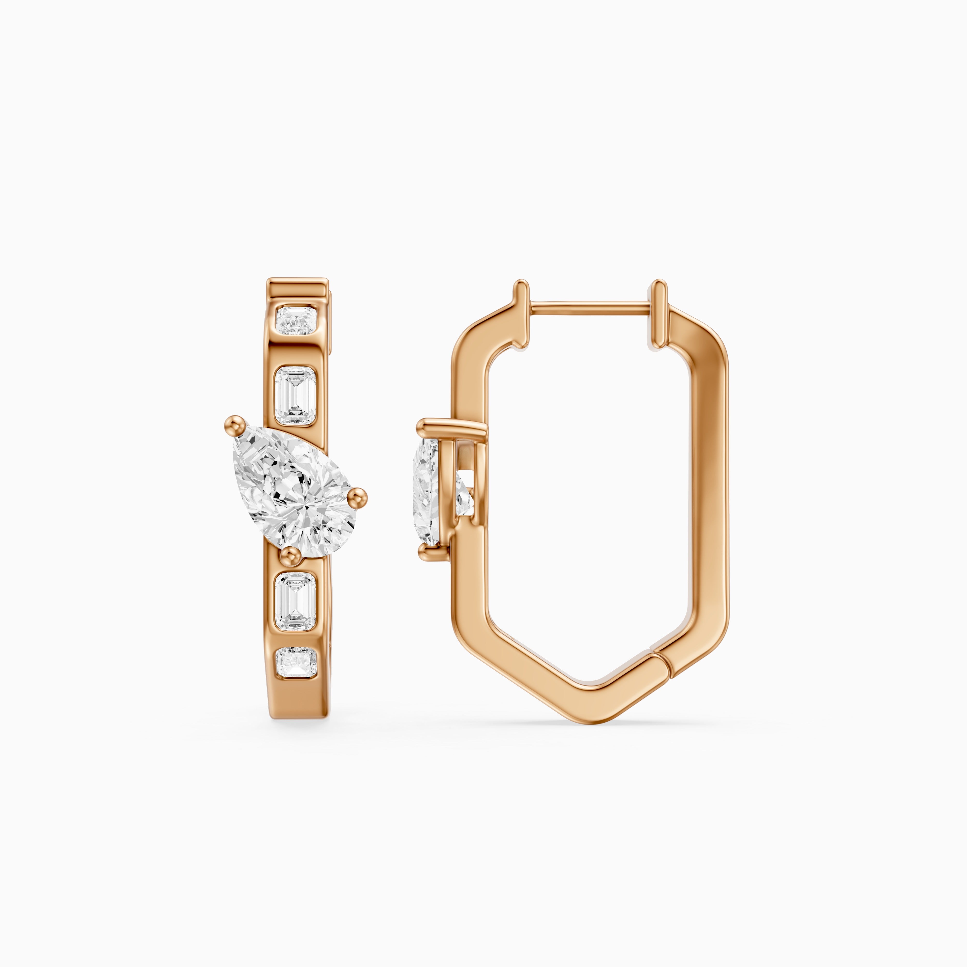 Irena Pear and Emerald Cut Lab Grown Diamond Hoop Earrings