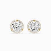 Ilona Round Cut Lab Grown Diamond Pave Halo Stud Earrings