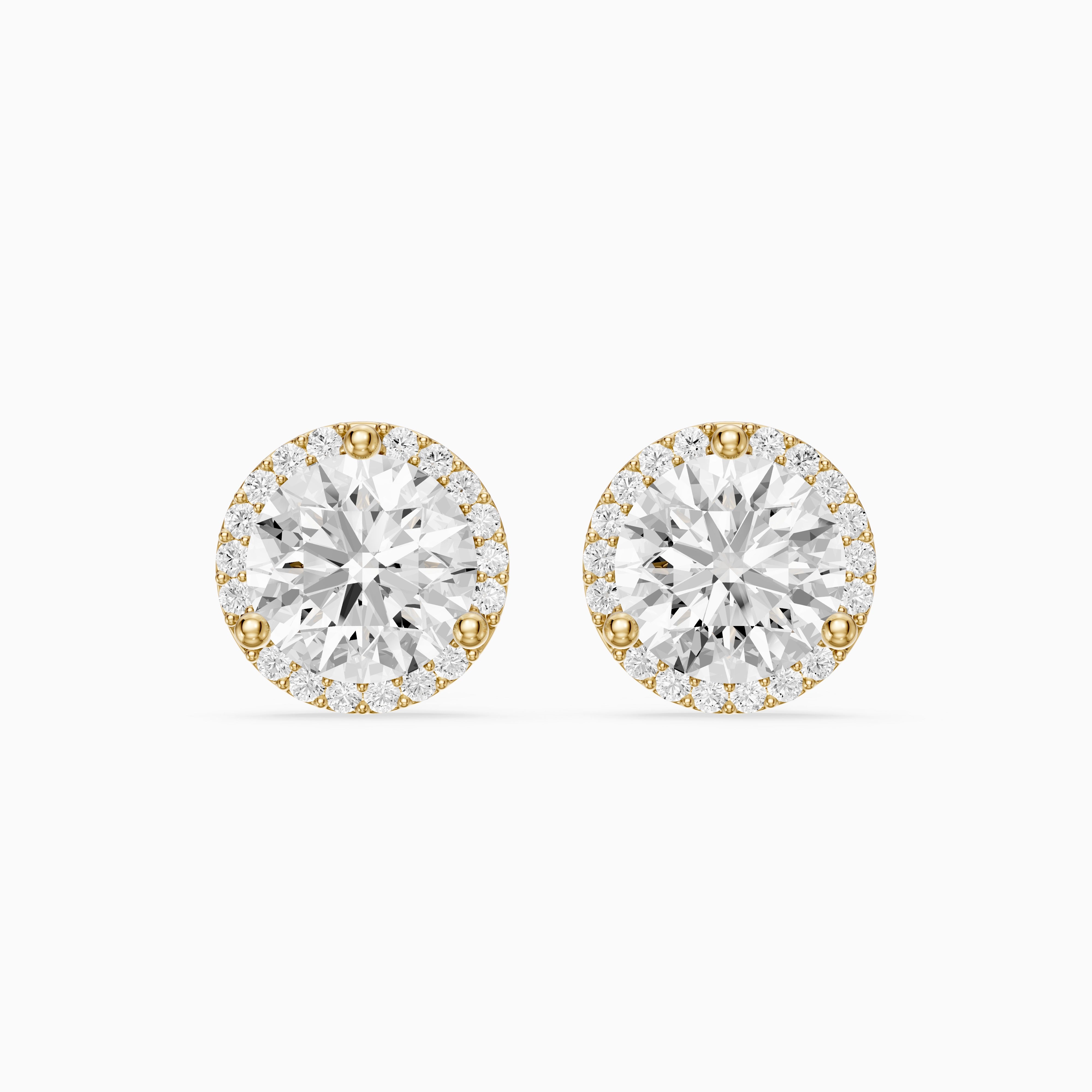 Ilona Round Cut Lab Grown Diamond Pave Halo Stud Earrings