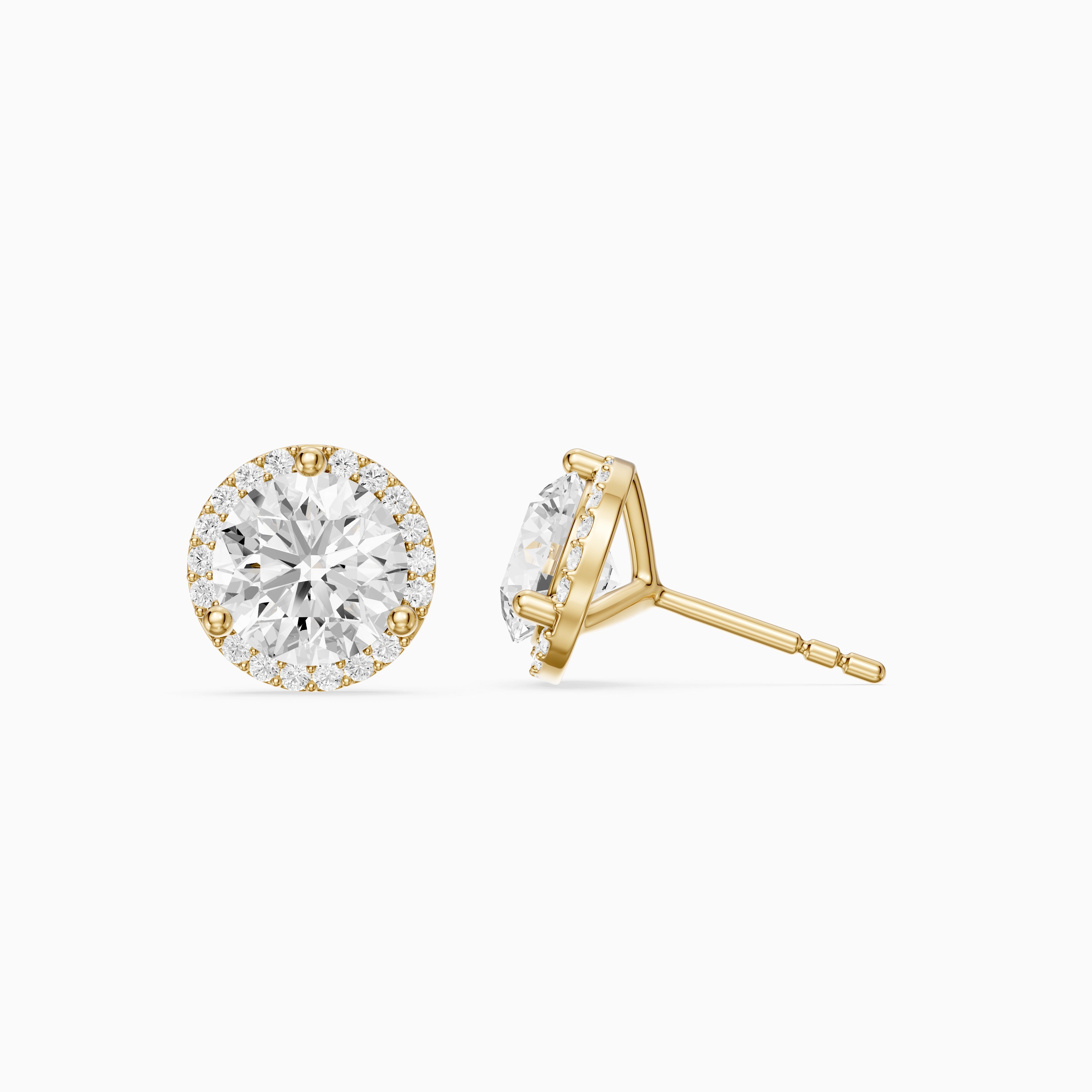 Ilona Round Cut Lab Grown Diamond Pave Halo Stud Earrings