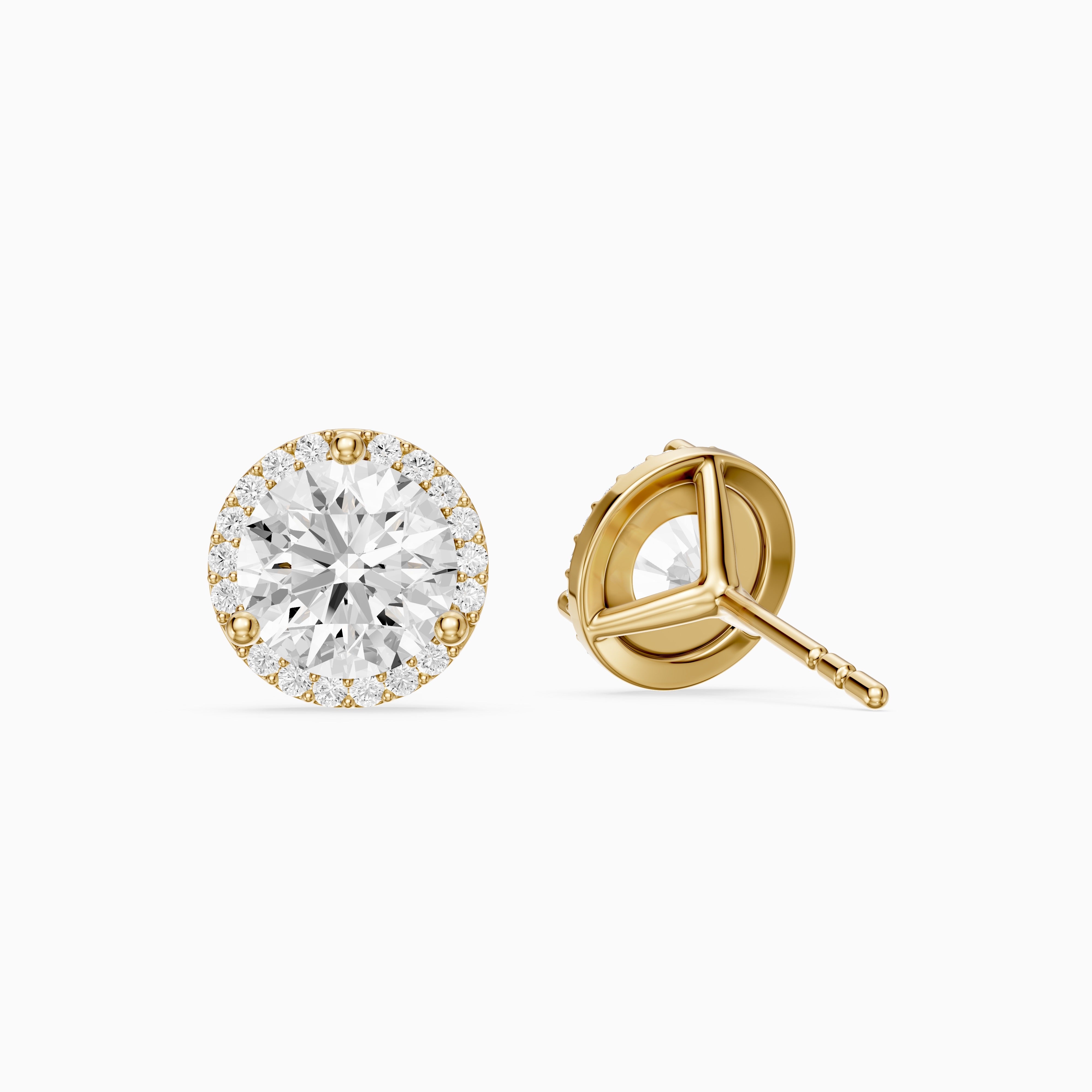 Ilona Round Cut Lab Grown Diamond Pave Halo Stud Earrings