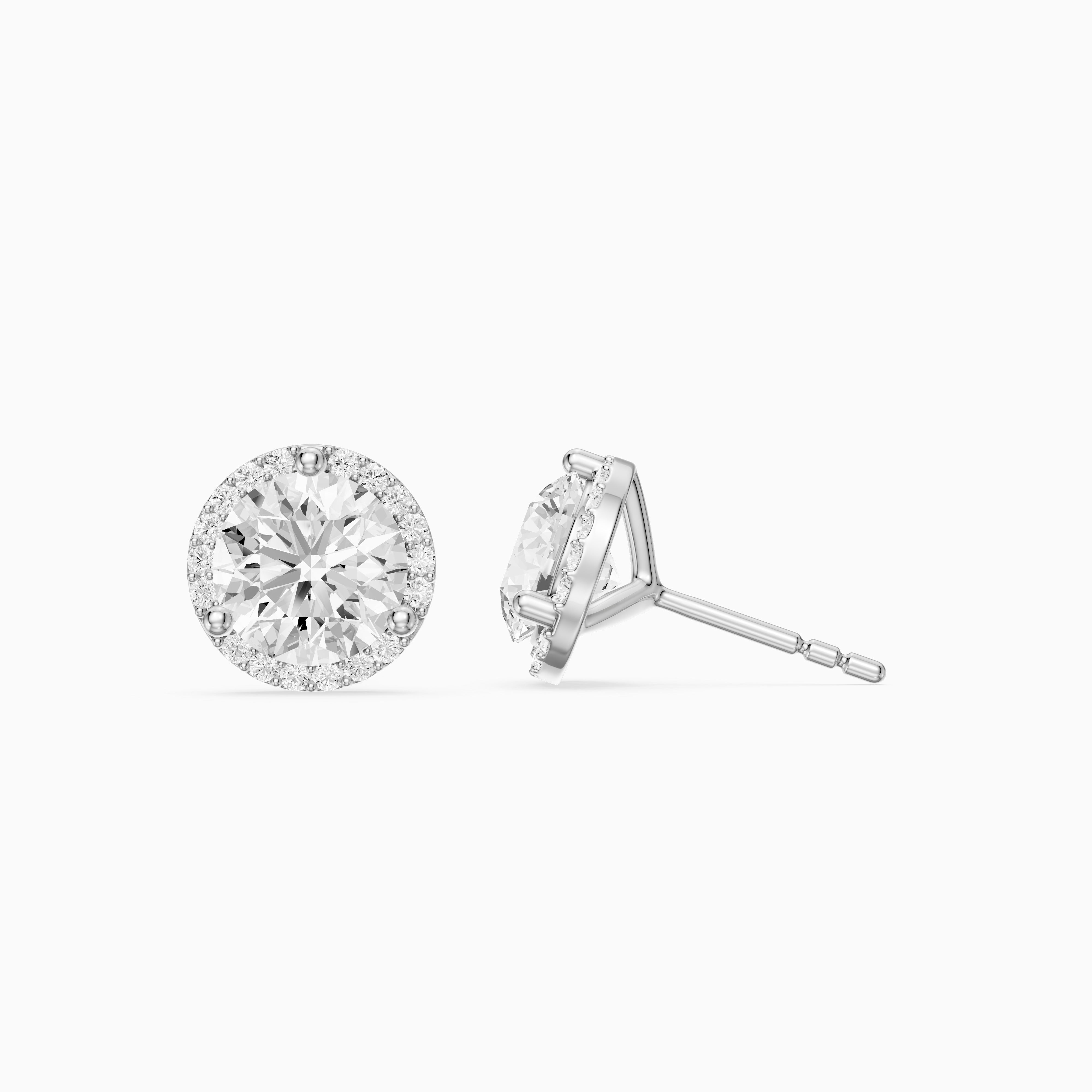 Ilona Round Cut Lab Grown Diamond Pave Halo Stud Earrings