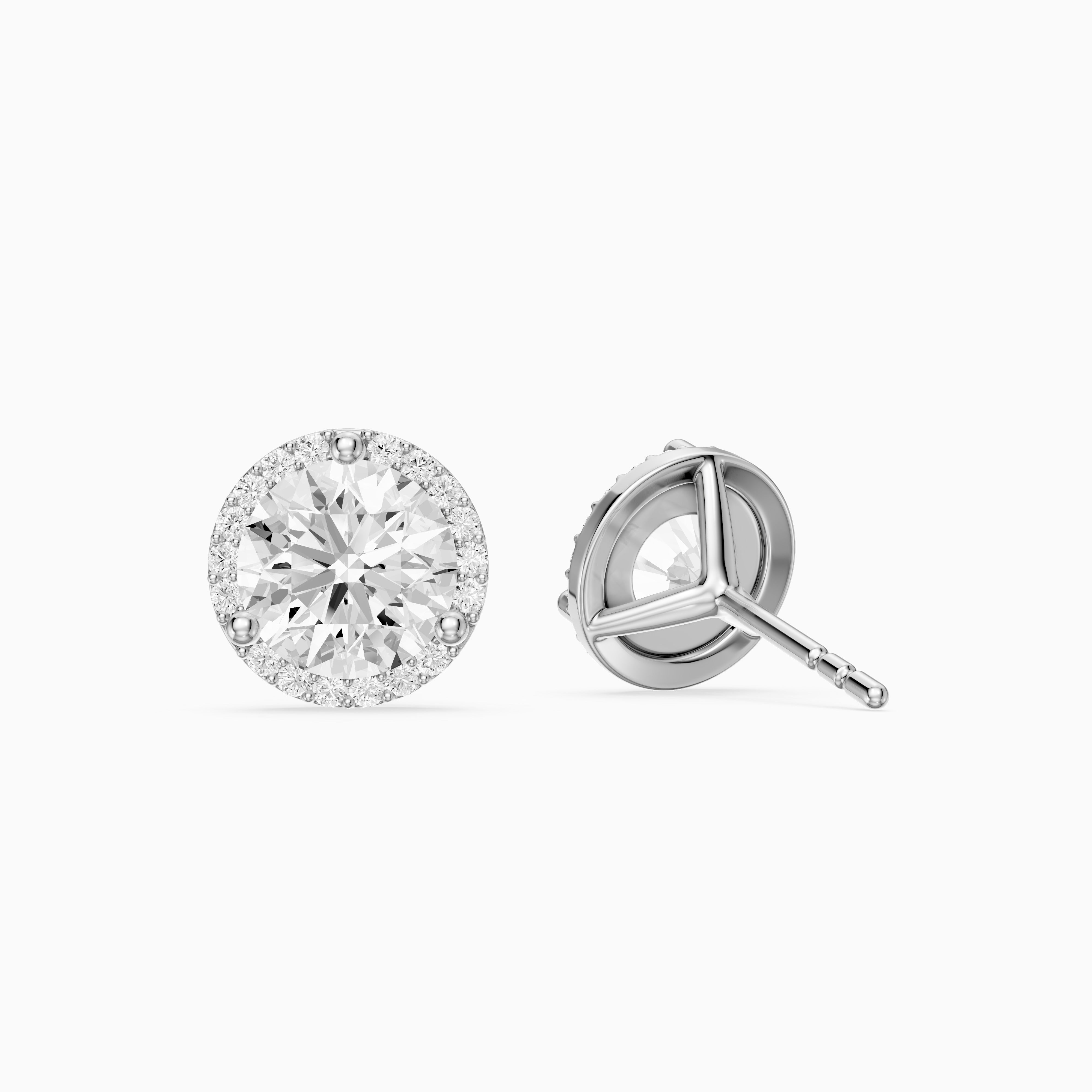 Ilona Round Cut Lab Grown Diamond Pave Halo Stud Earrings