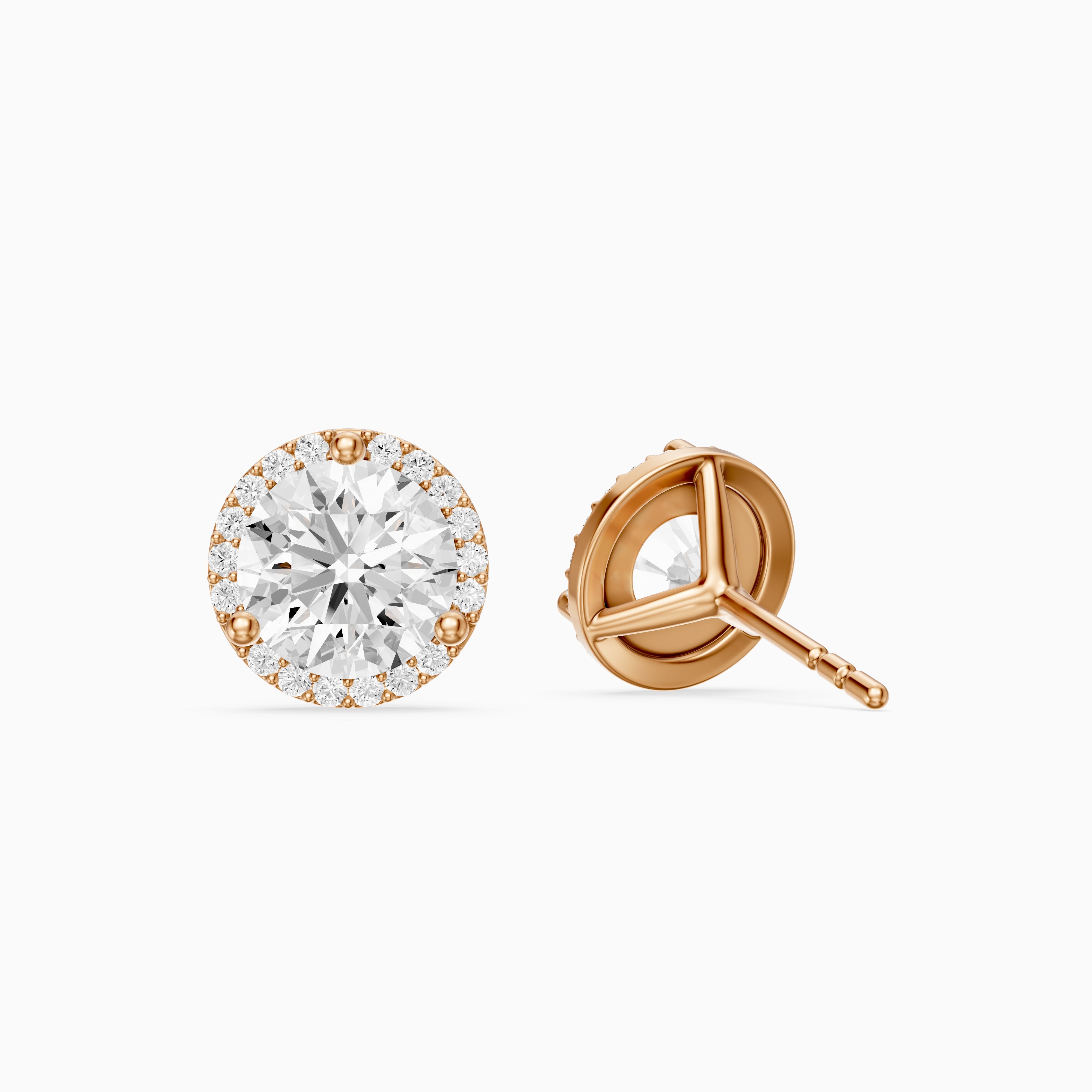 Ilona Round Cut Lab Grown Diamond Pave Halo Stud Earrings