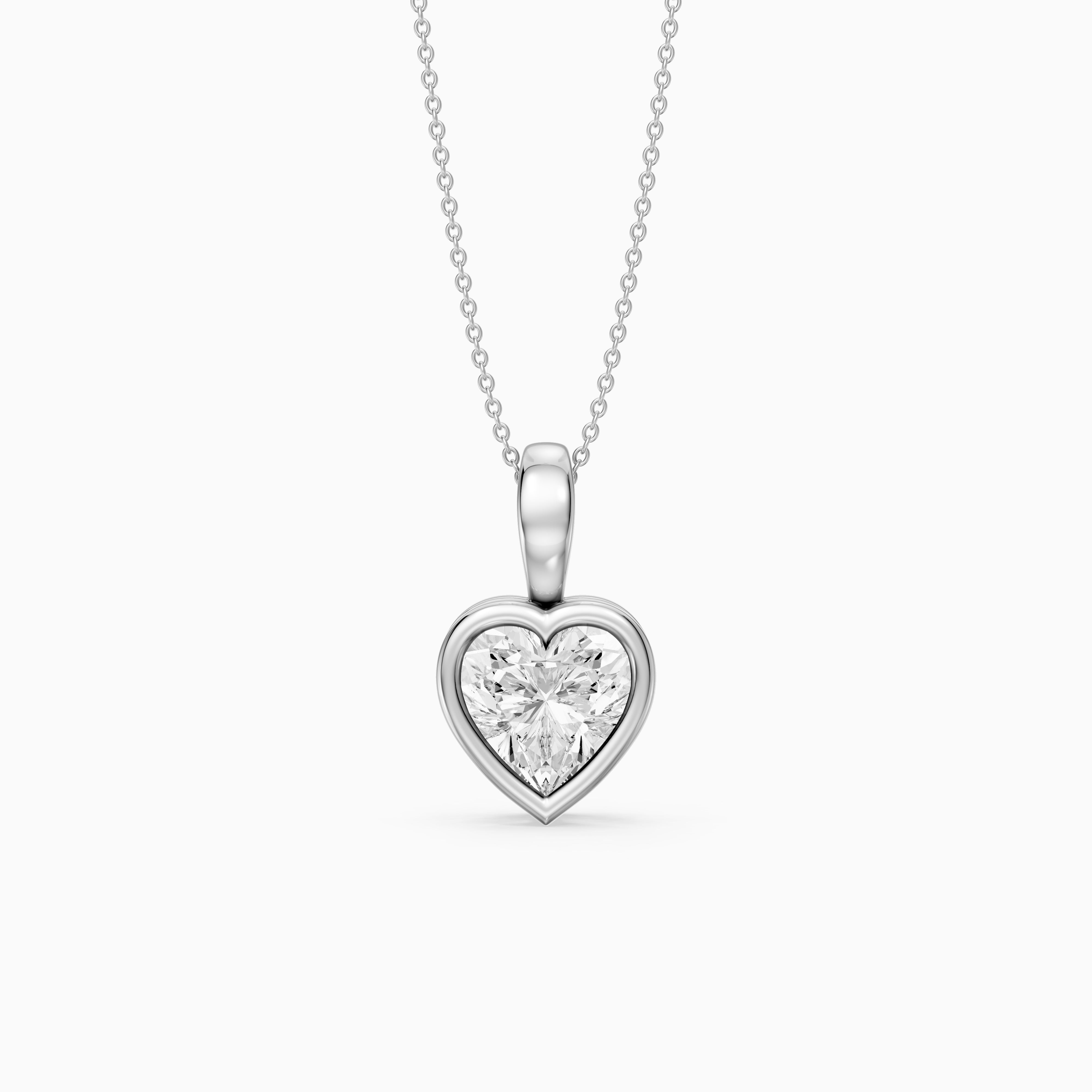 Anne Heart Shape Bezel Set Lab Grown Diamond Solitaire Pendant