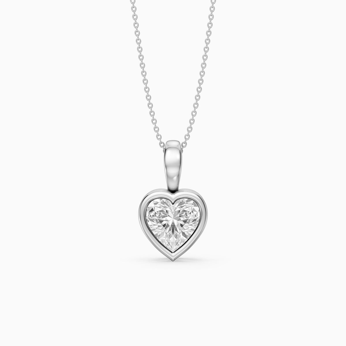 Anne Heart Shape Bezel Set Lab Grown Diamond Solitaire Pendant