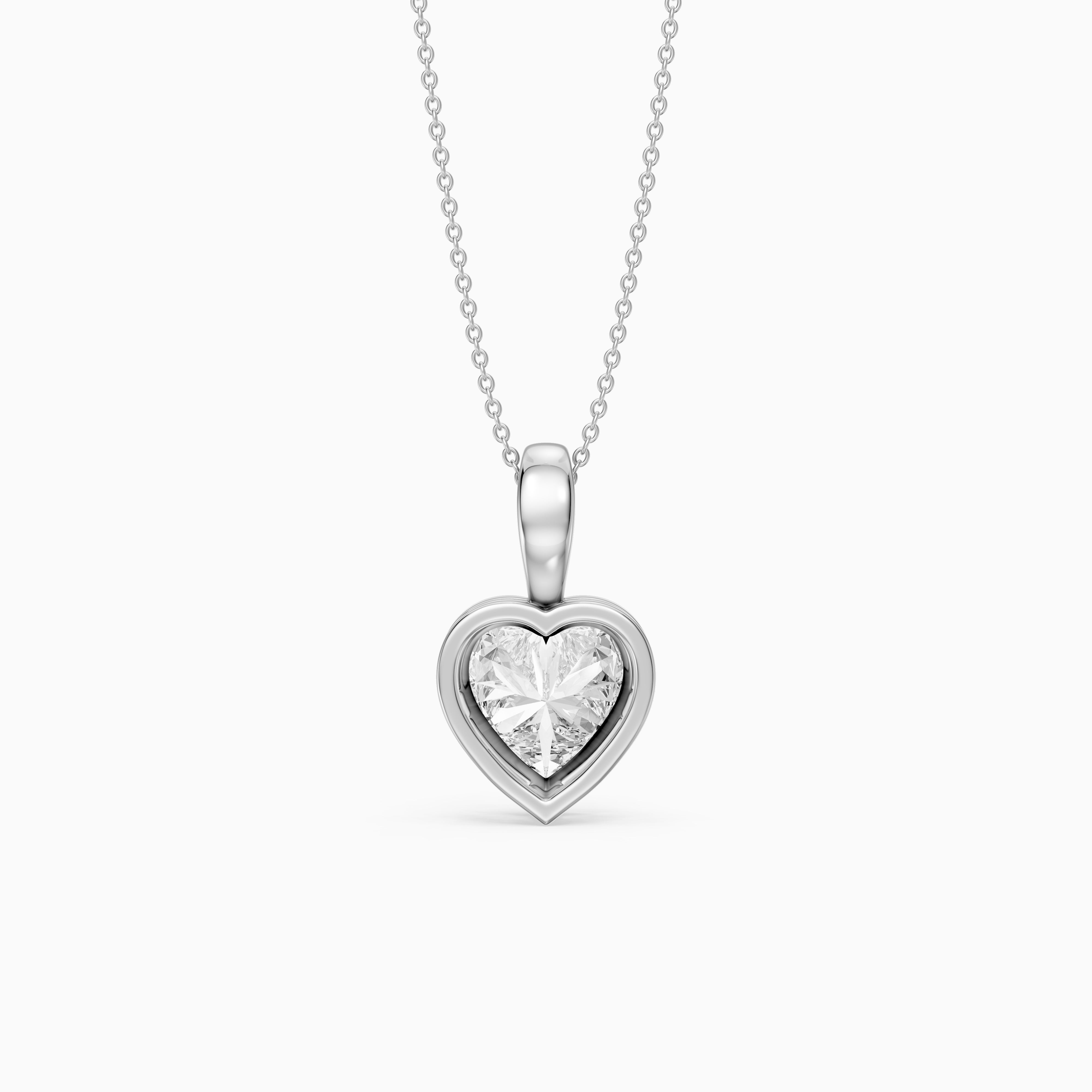 Anne Heart Shape Bezel Set Lab Grown Diamond Solitaire Pendant