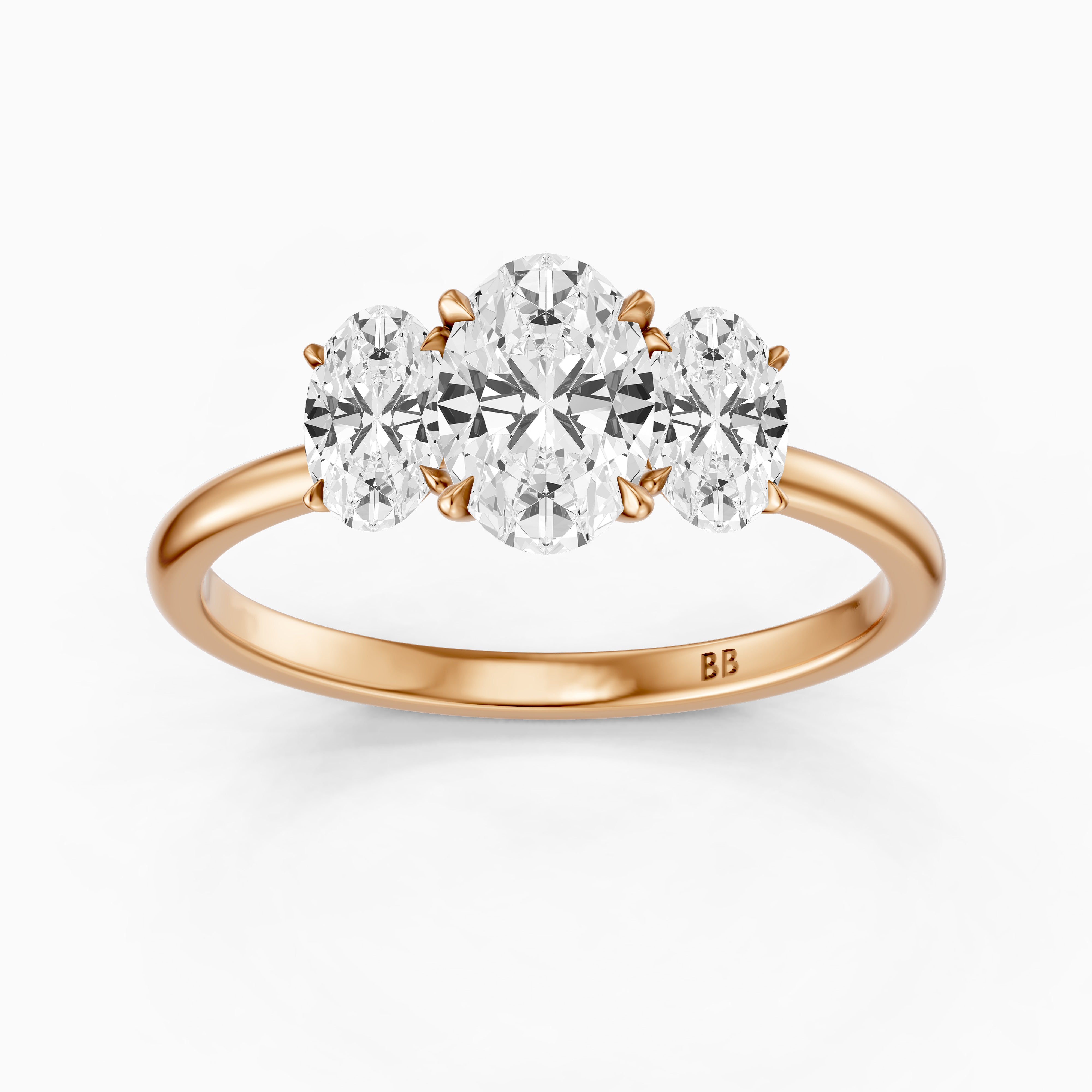 Aurora Oval Cut Three Stone Prong Set Moissanite Diamond Ring