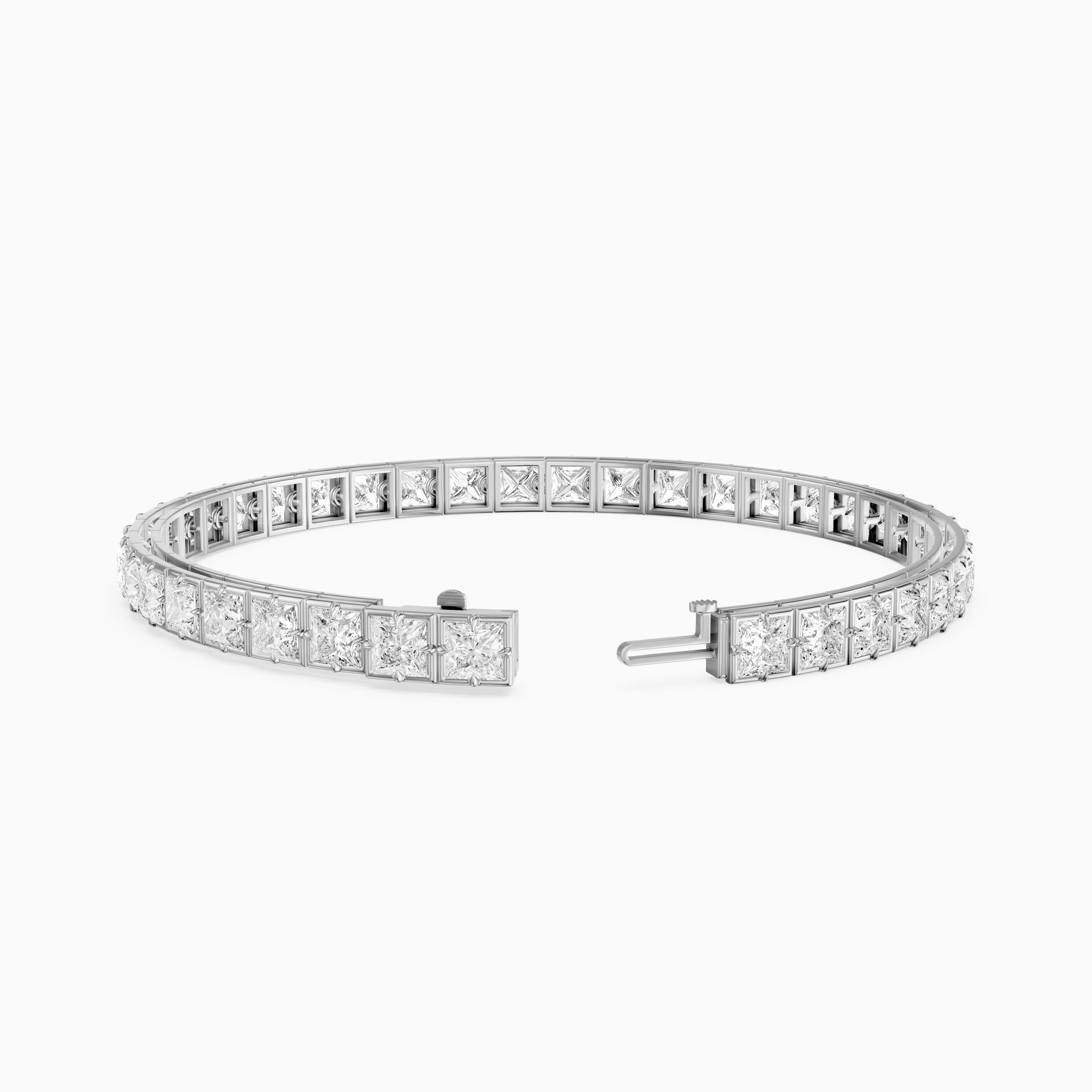 Nichele Princess Cut Lab Grown Diamond Bezel with Prong Tennis Bracelet