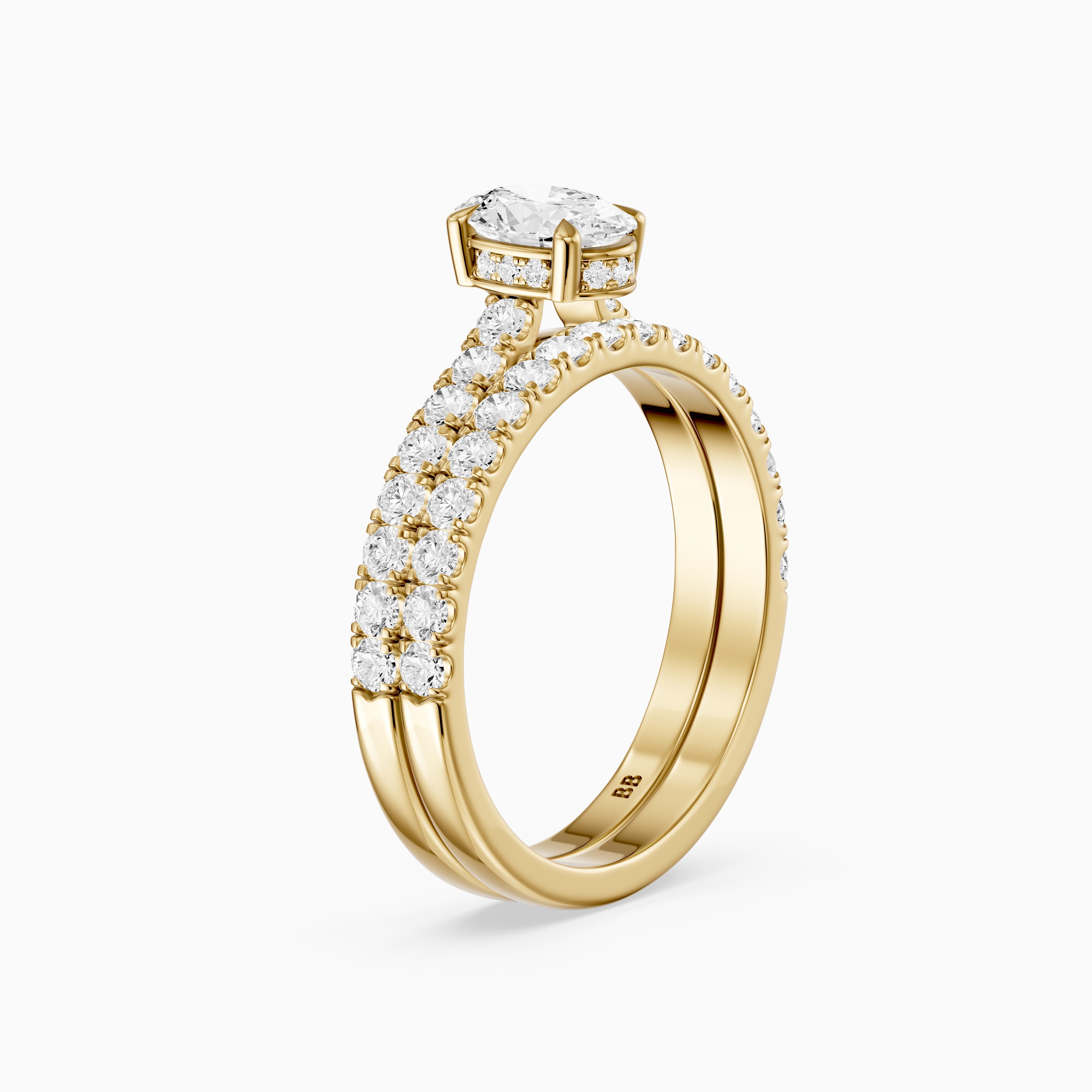 Zella Oval Cut Lab Grown Diamond Hidden Halo Pave Bridal Set