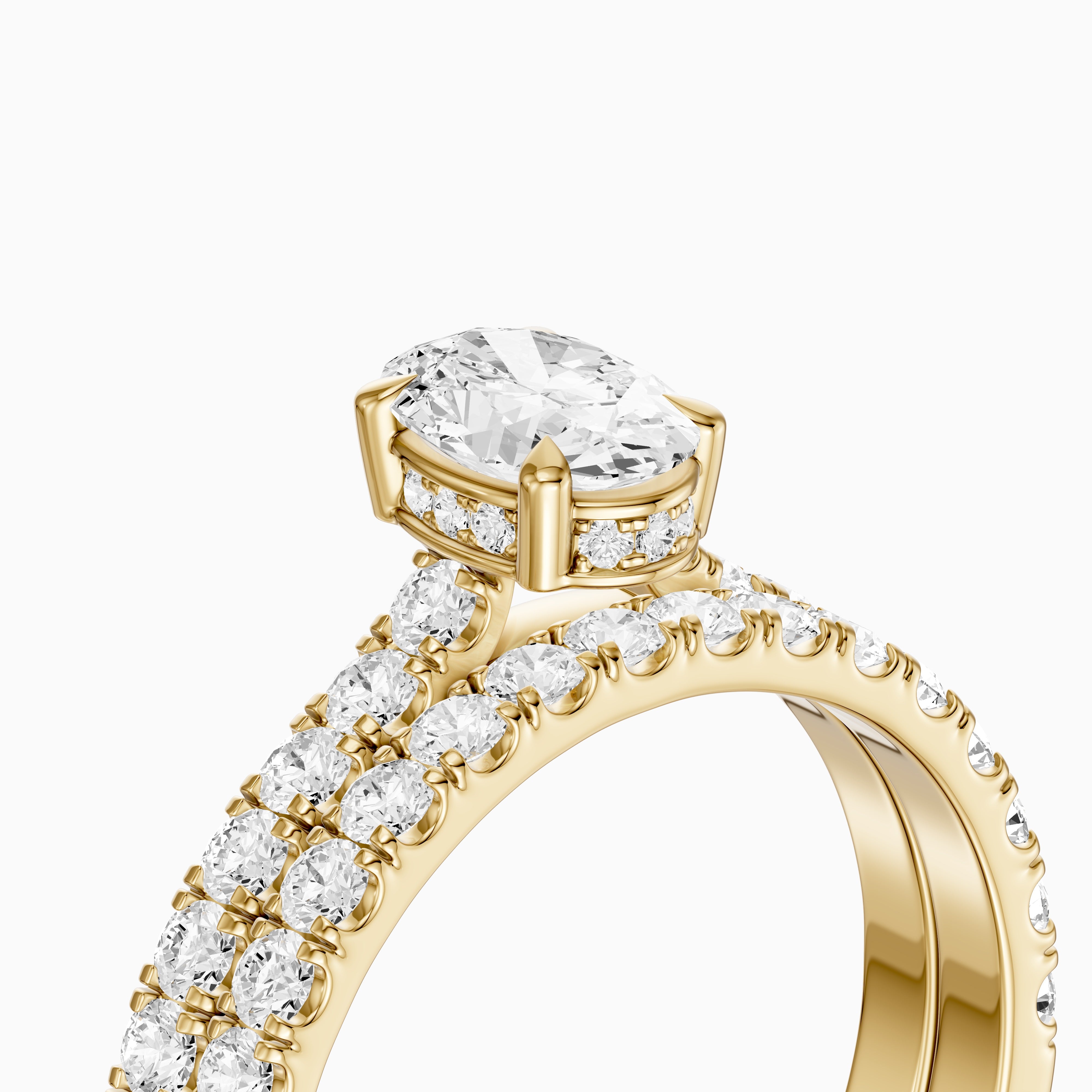 Zella Oval Cut Lab Grown Diamond Hidden Halo Pave Bridal Set