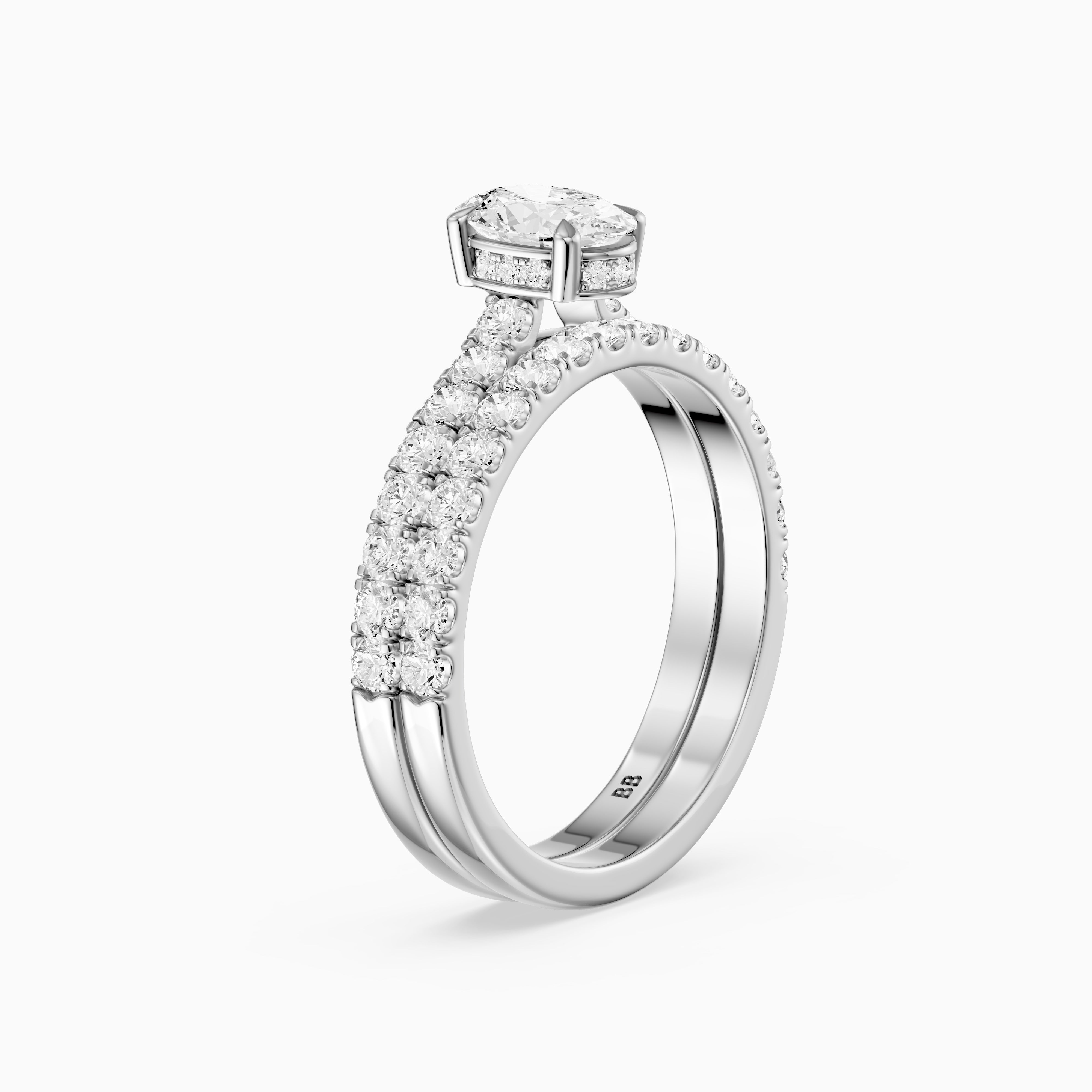 Zella Oval Cut Lab Grown Diamond Hidden Halo Pave Bridal Set