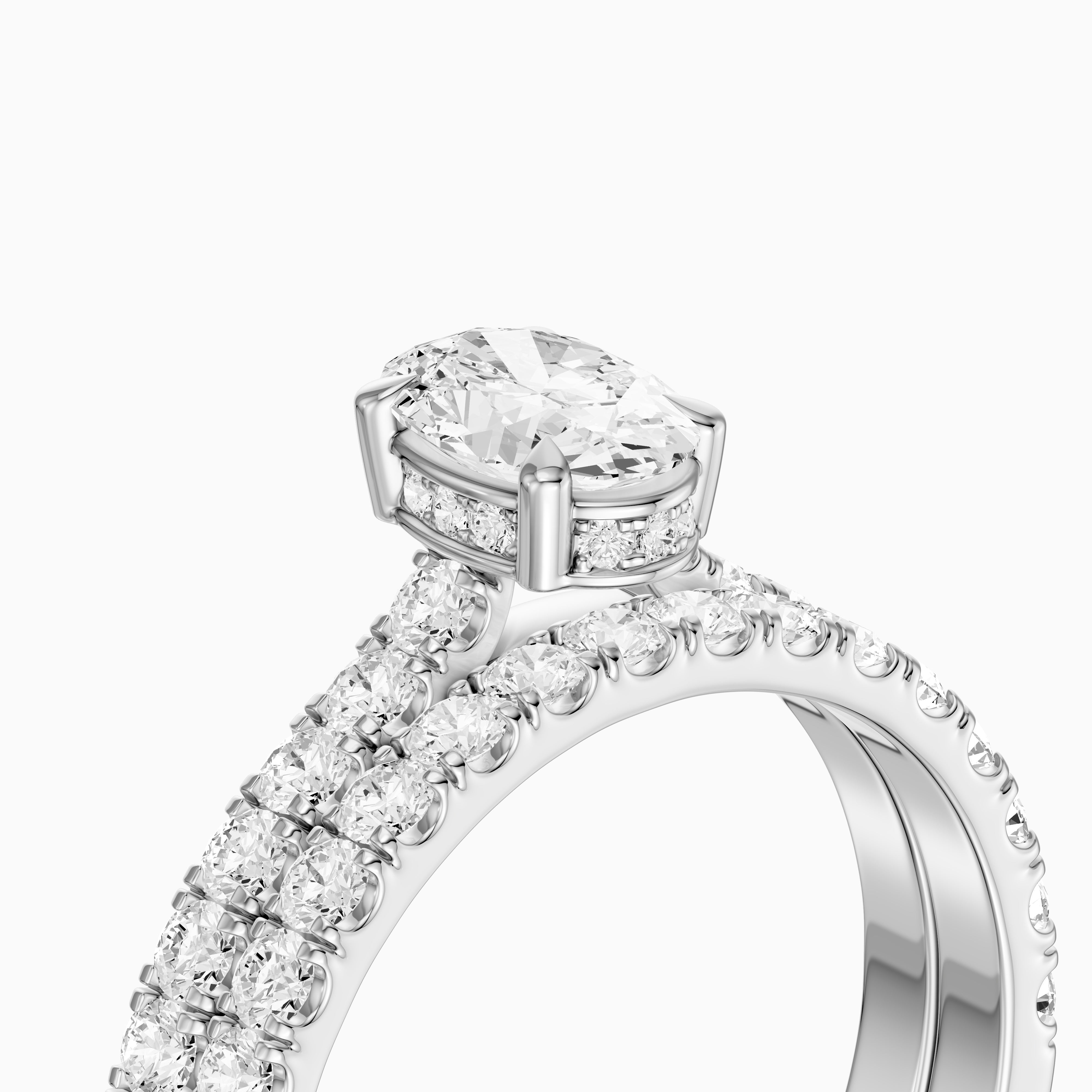 Zella Oval Cut Lab Grown Diamond Hidden Halo Pave Bridal Set