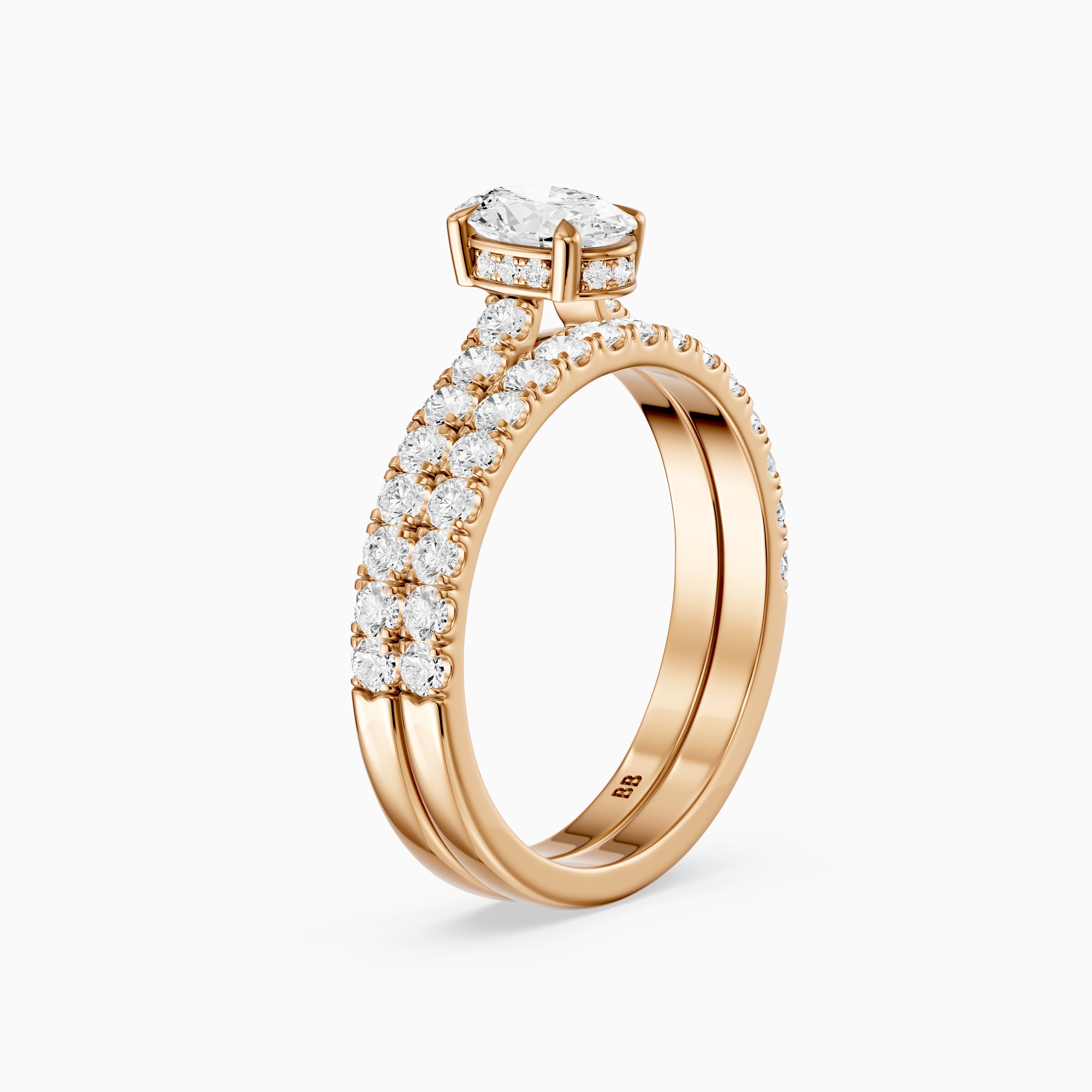 Zella Oval Cut Lab Grown Diamond Hidden Halo Pave Bridal Set