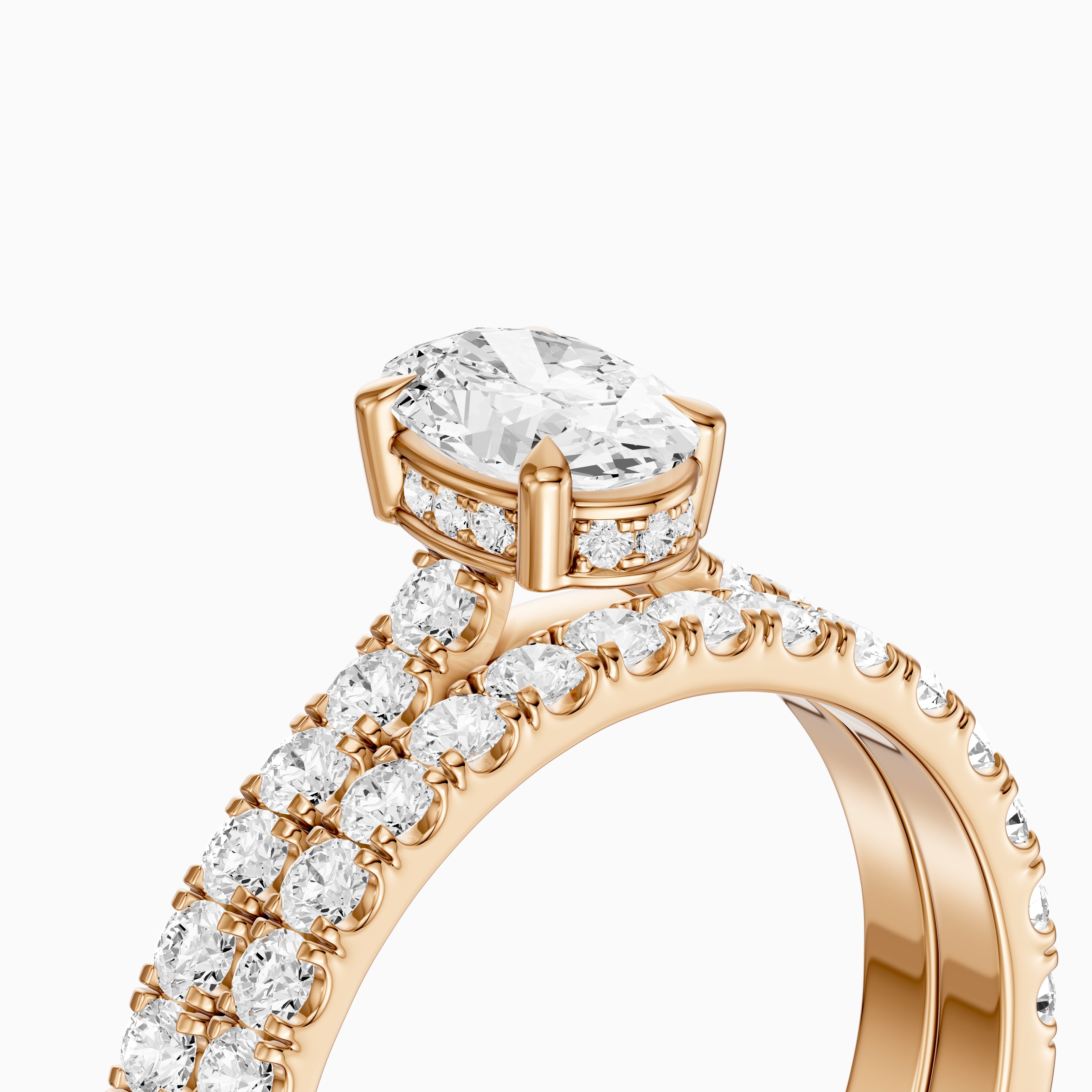Zella Oval Cut Lab Grown Diamond Hidden Halo Pave Bridal Set