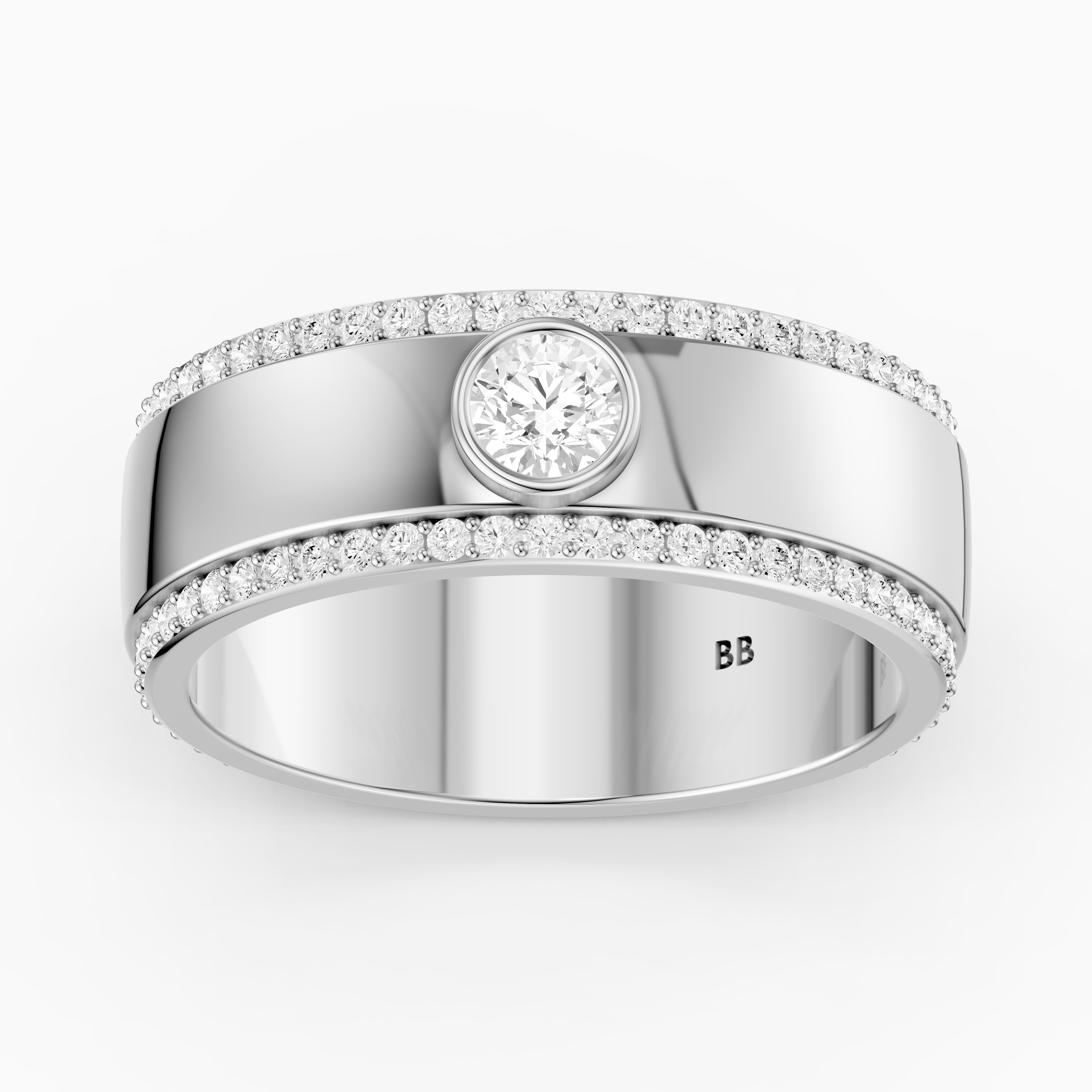 Consuelo Round Cut Lab Diamond Bezel Set Pavé Cigar Band