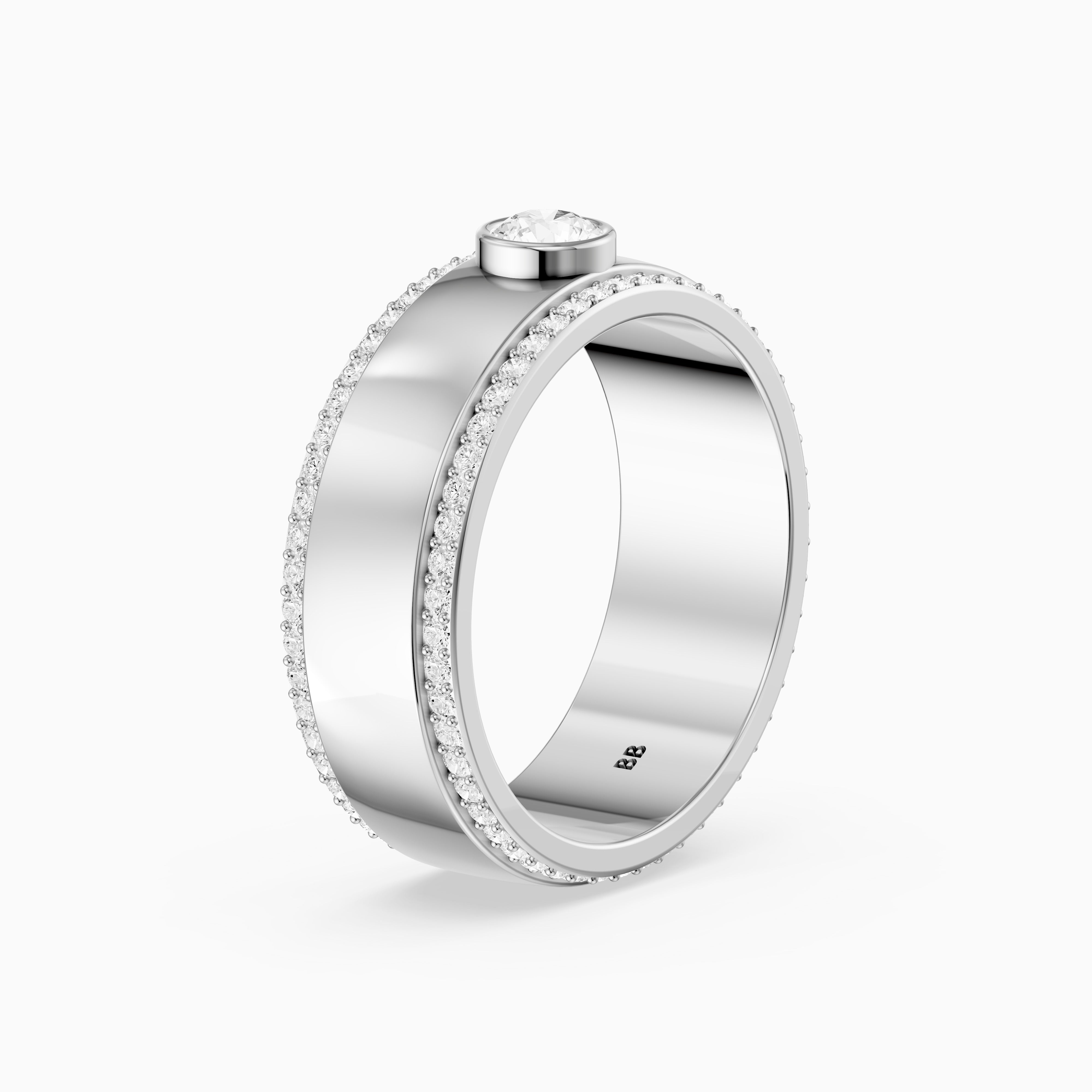 Consuelo Round Cut Lab Diamond Bezel Set Pavé Cigar Band