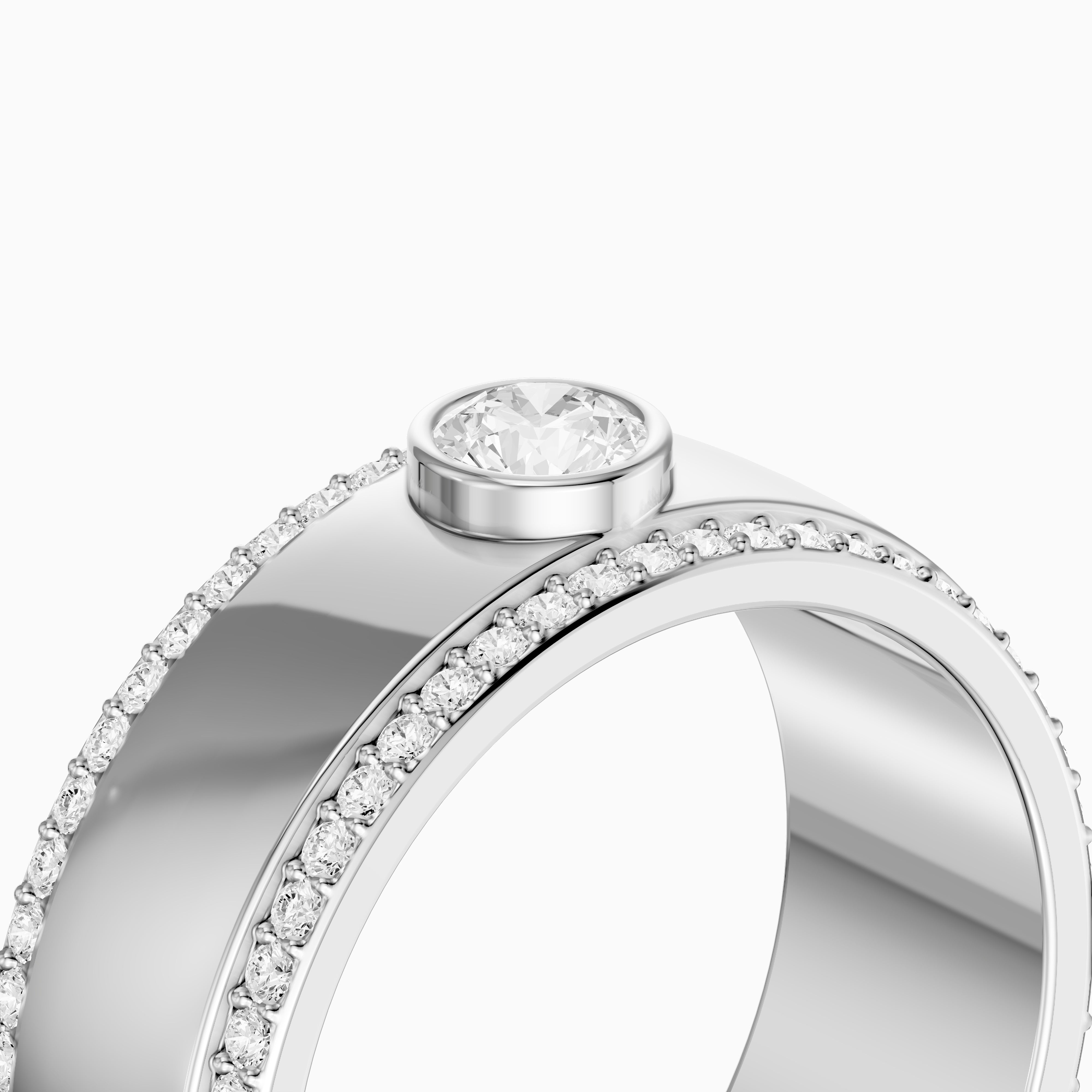 Consuelo Round Cut Lab Diamond Bezel Set Pavé Cigar Band