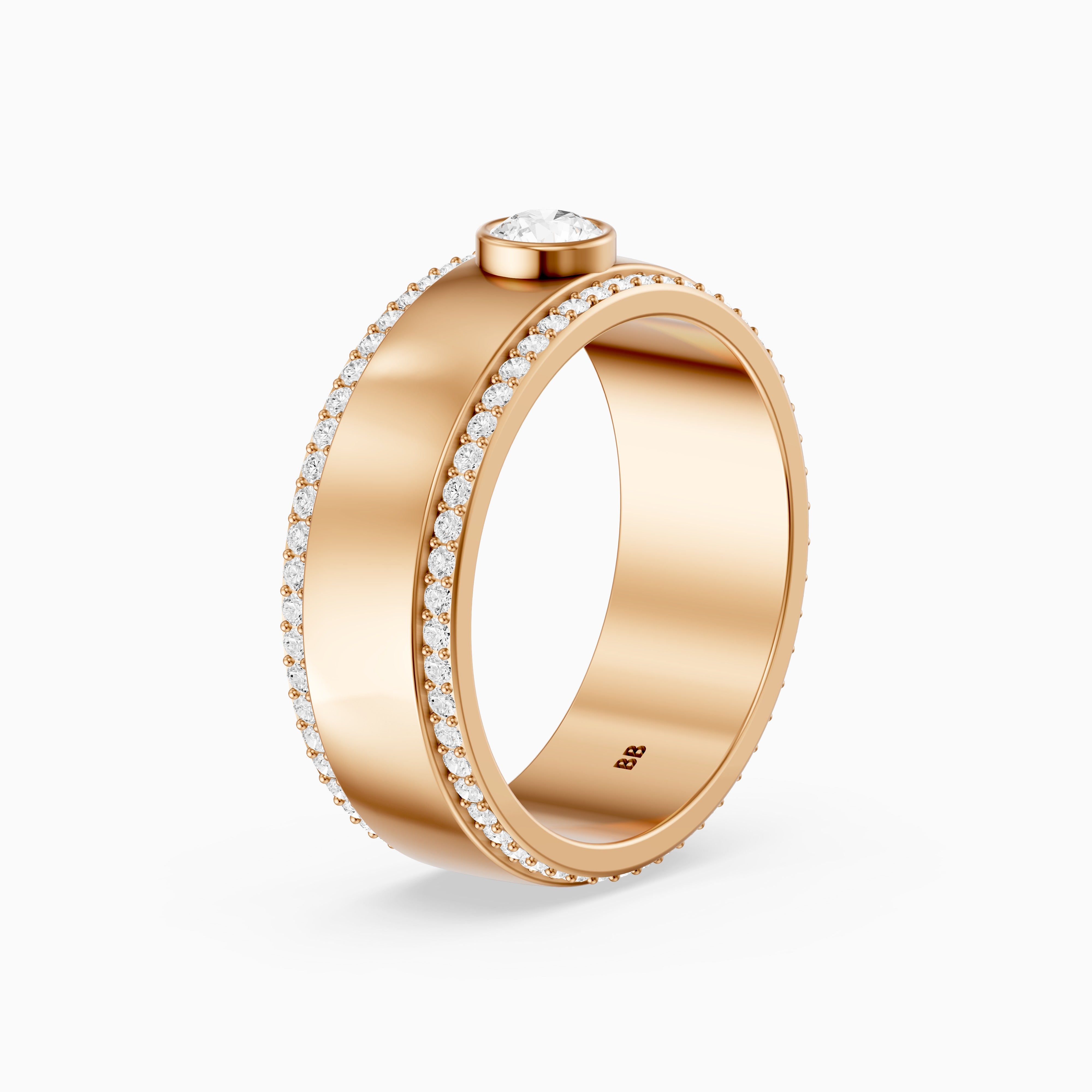 Consuelo Round Cut Lab Diamond Bezel Set Pavé Cigar Band