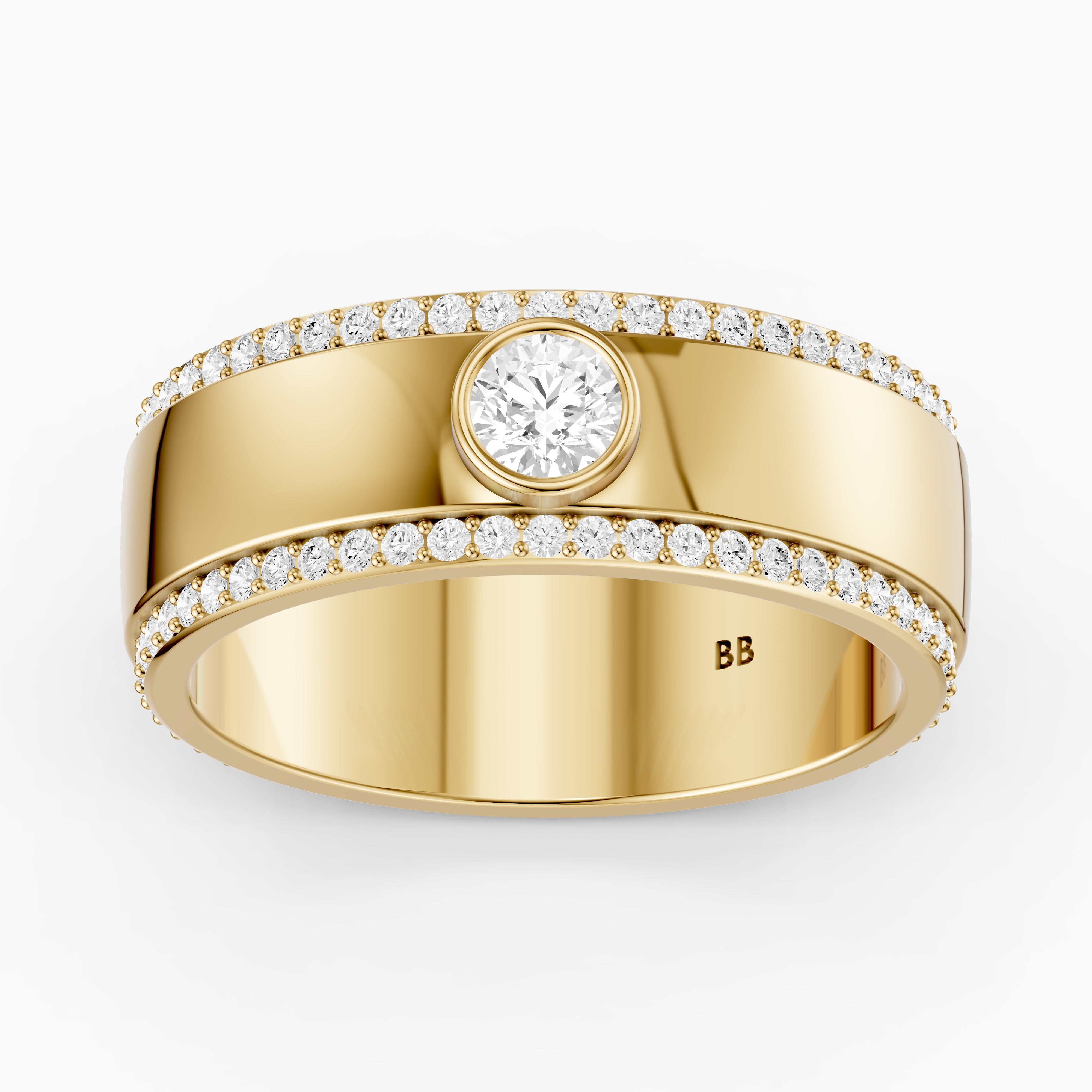Consuelo Round Cut Lab Diamond Bezel Set Pavé Cigar Band