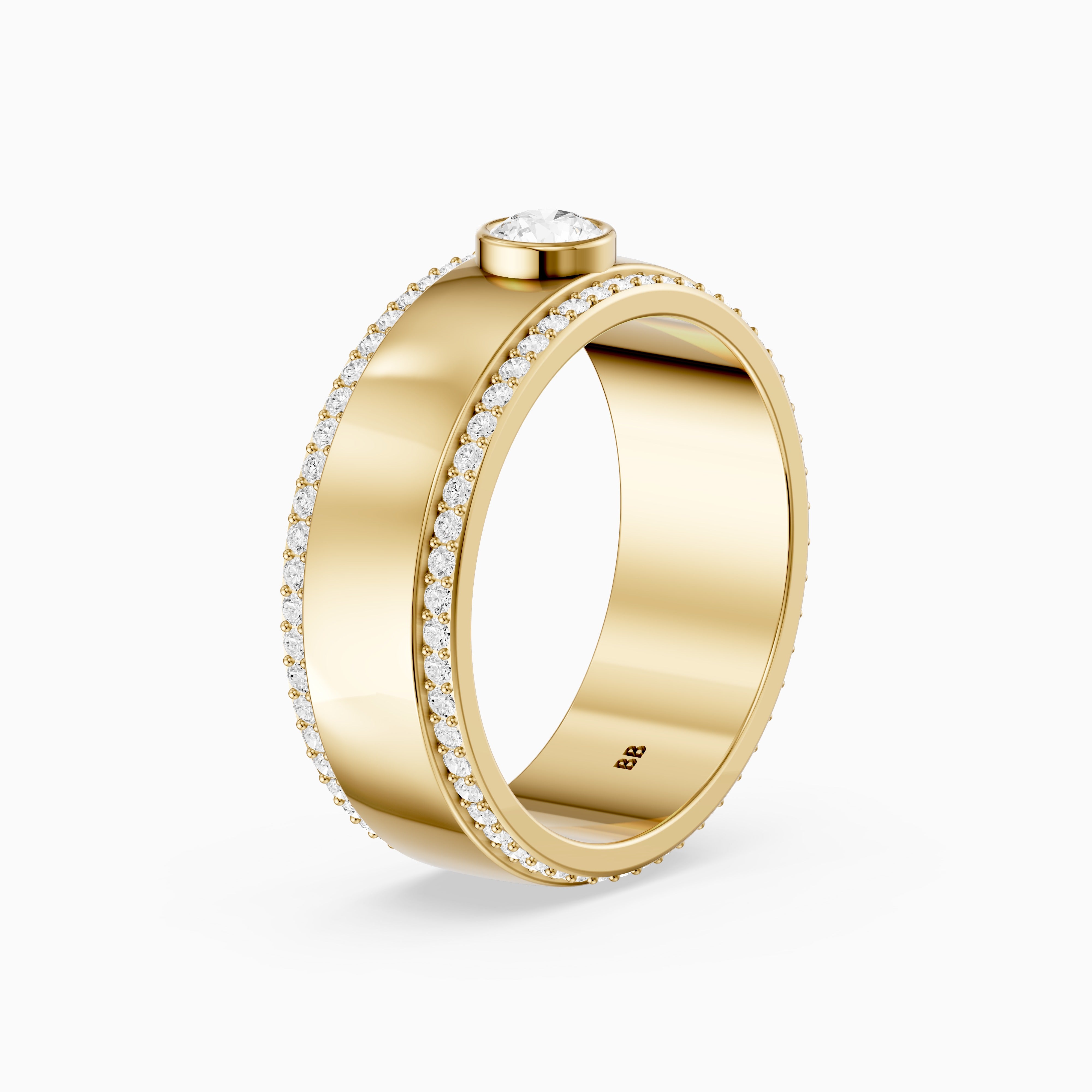 Consuelo Round Cut Lab Diamond Bezel Set Pavé Cigar Band