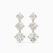 Danica Round Lab Grown Diamond Three Stone Graduated Drop Earrings