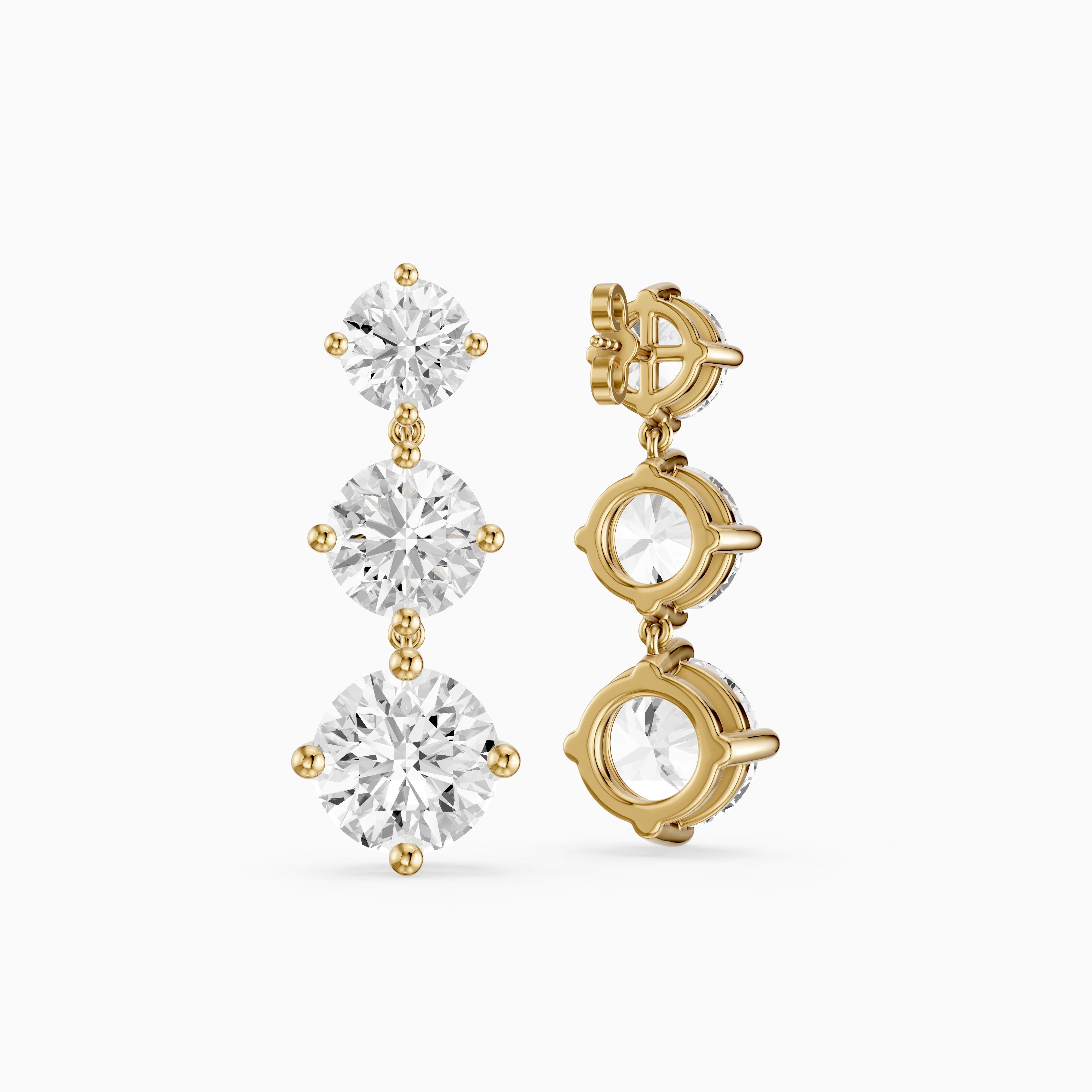 Danica Round Lab Grown Diamond Three Stone Graduated Drop Earrings