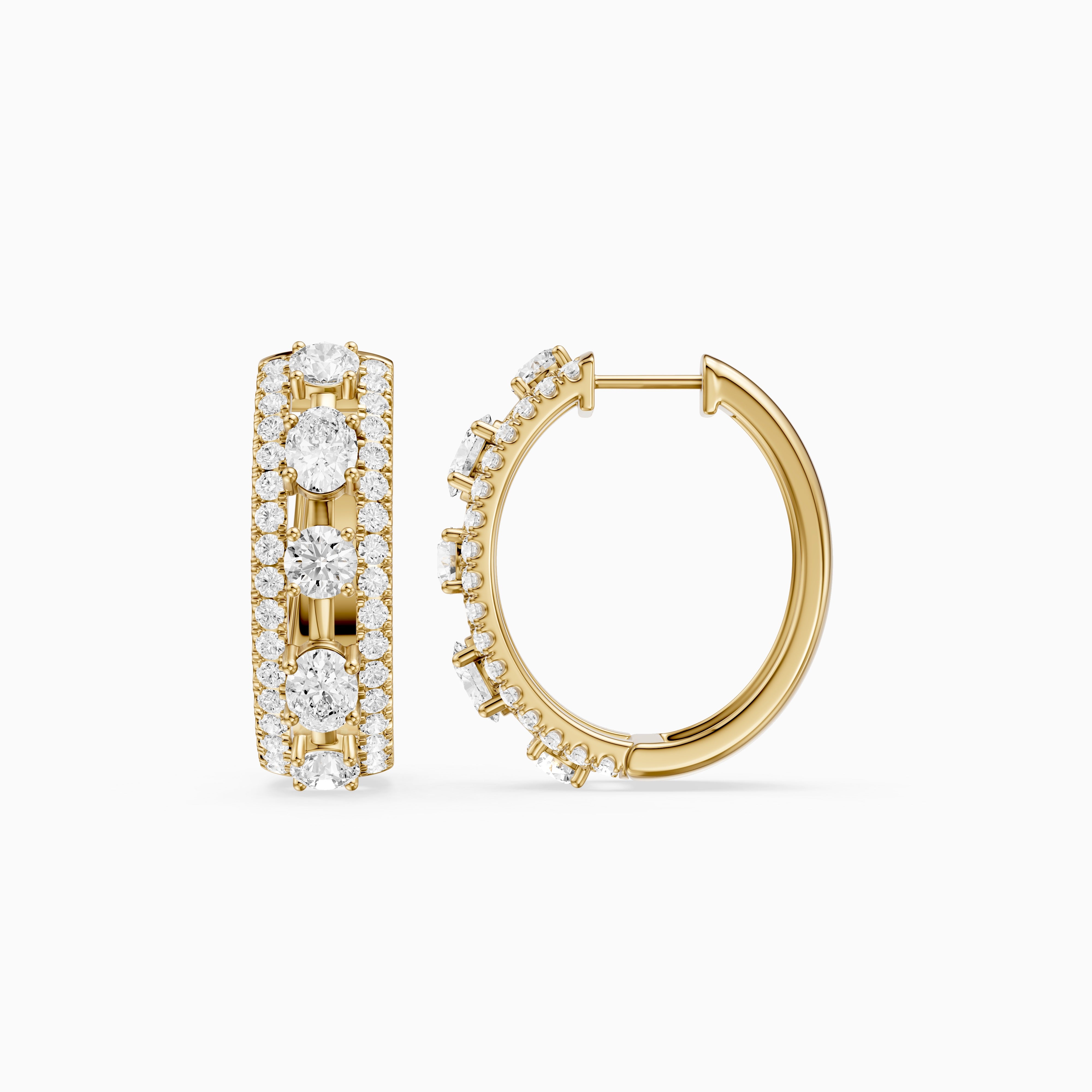 Gloria Round and Oval Cut Lab Grown Diamond Hoop Earrings