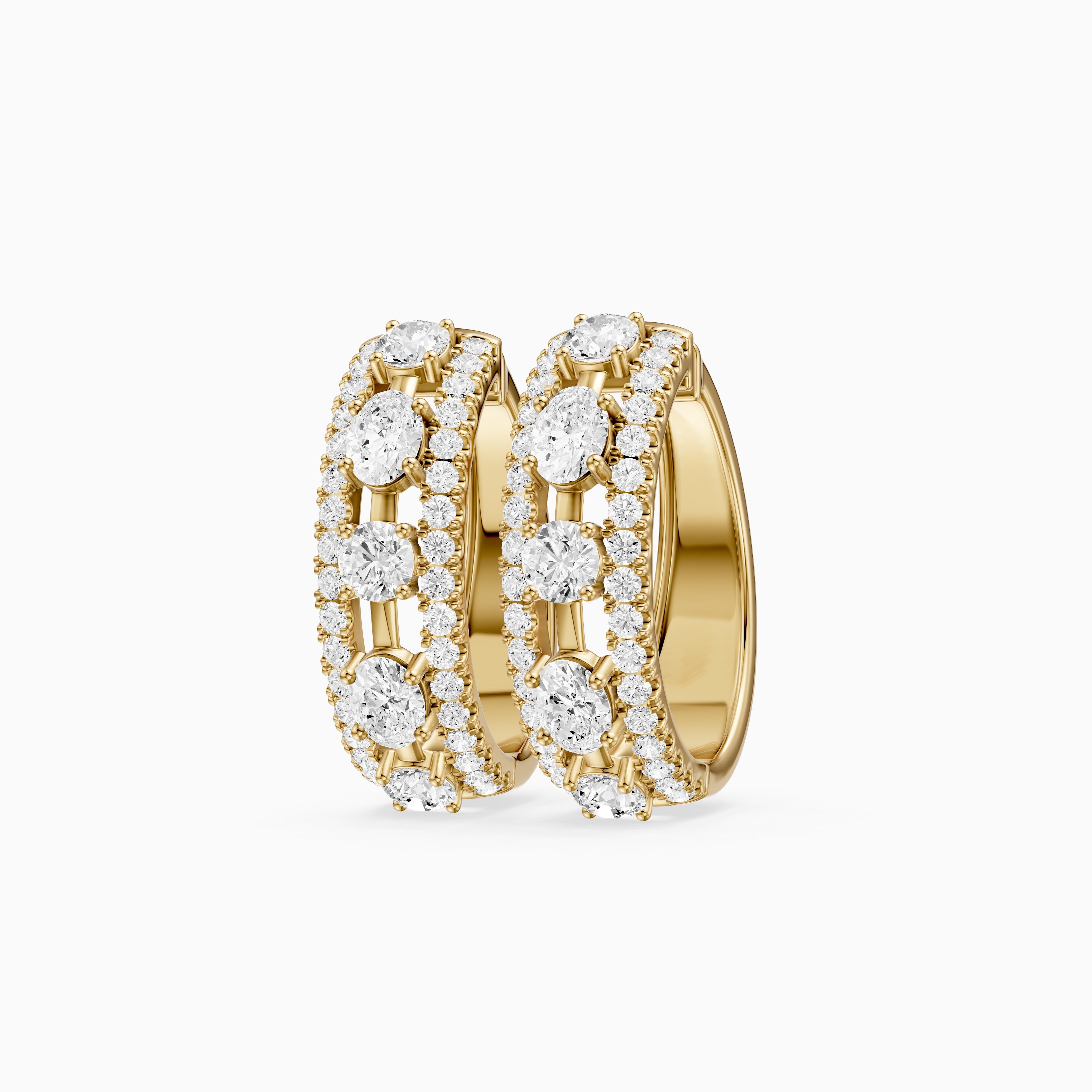 Gloria Round and Oval Cut Lab Grown Diamond Hoop Earrings