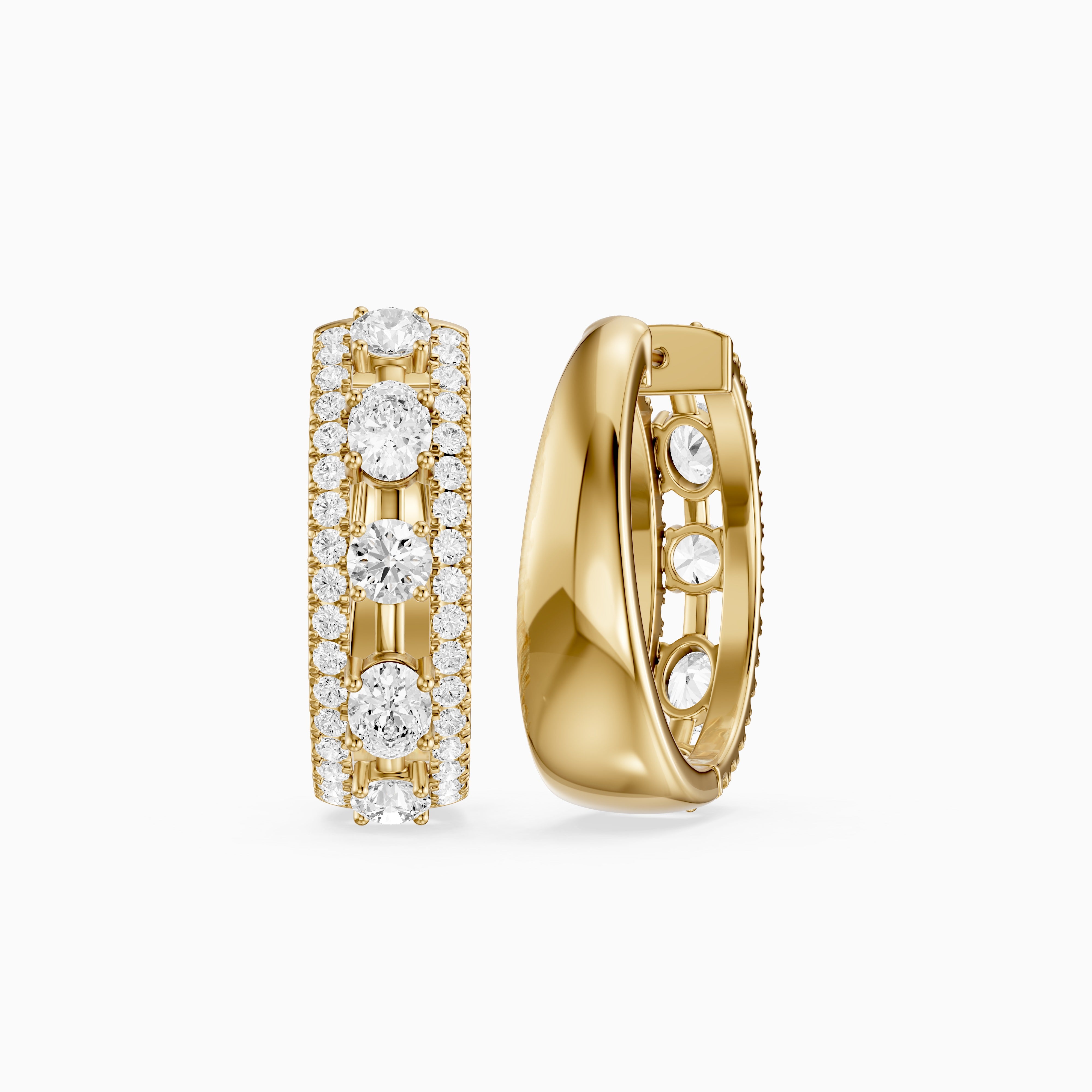 Gloria Round and Oval Cut Lab Grown Diamond Hoop Earrings