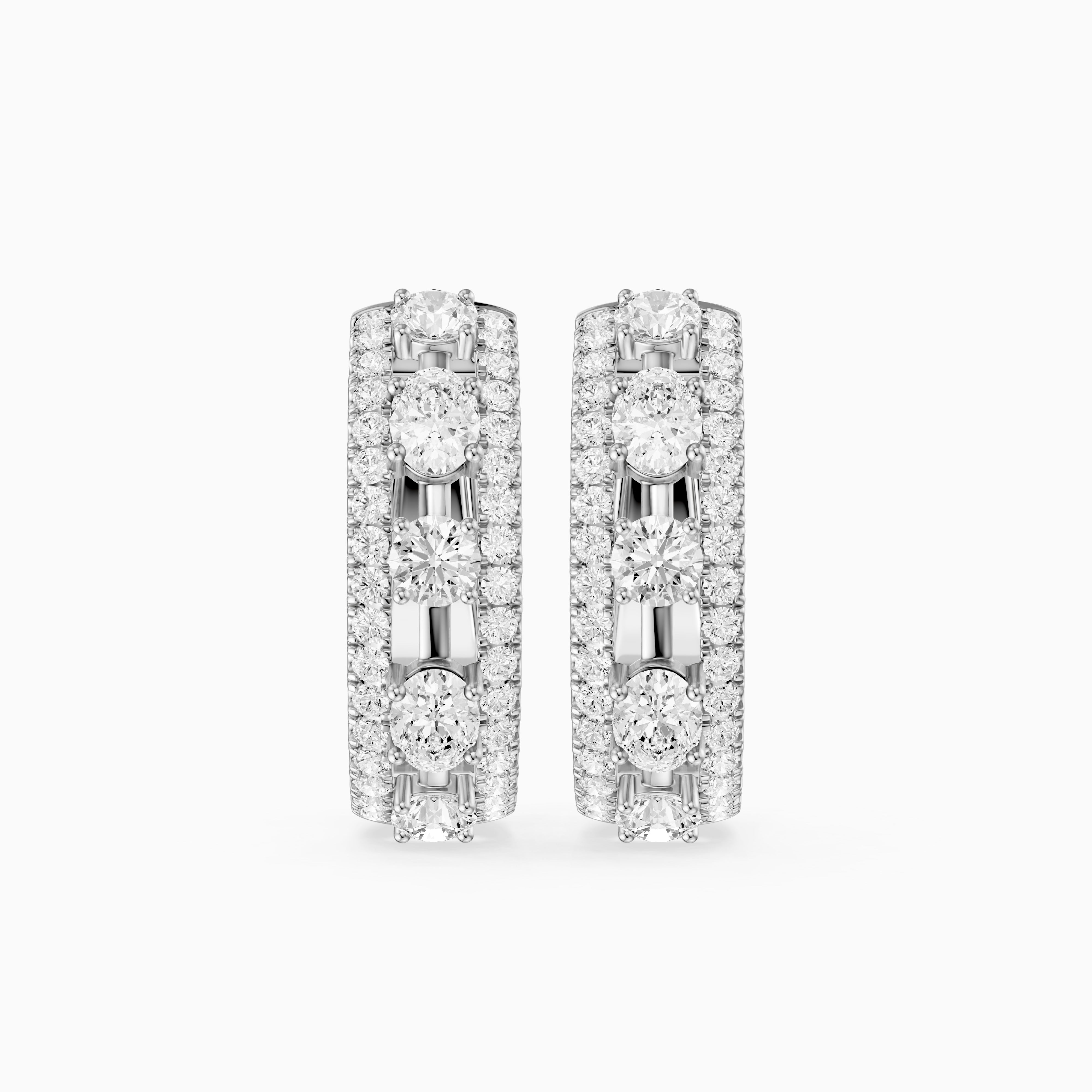 Gloria Round and Oval Cut Lab Grown Diamond Hoop Earrings
