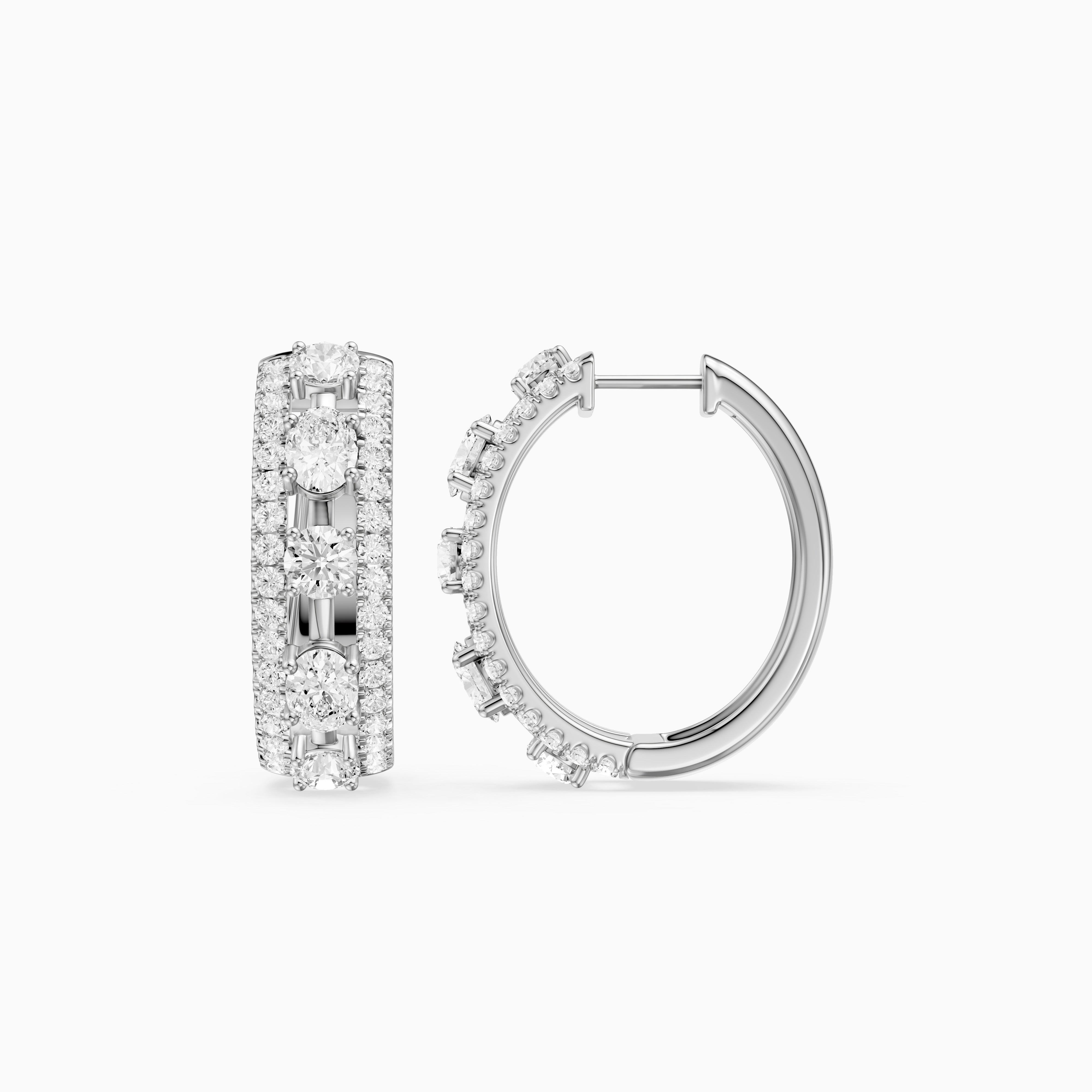 Gloria Round and Oval Cut Lab Grown Diamond Hoop Earrings