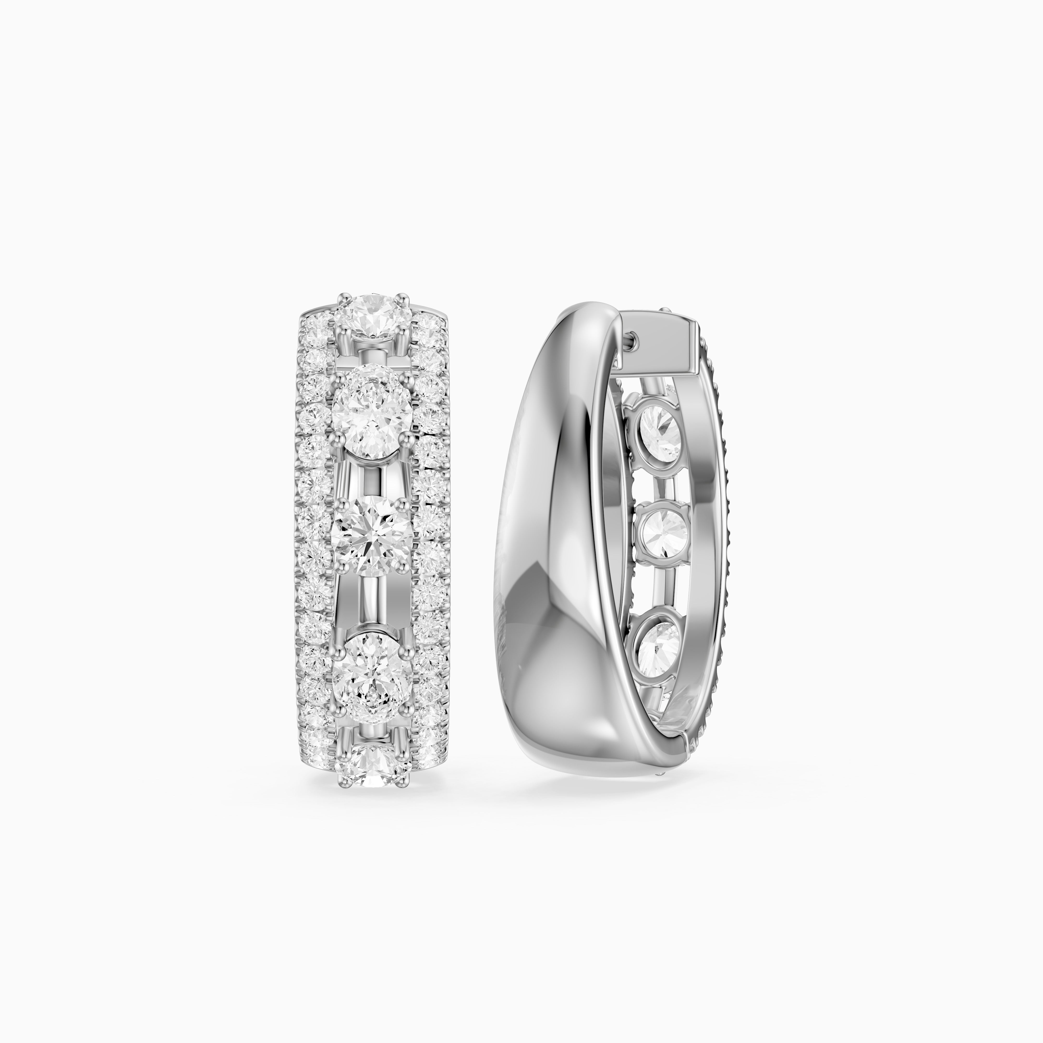 Gloria Round and Oval Cut Lab Grown Diamond Hoop Earrings