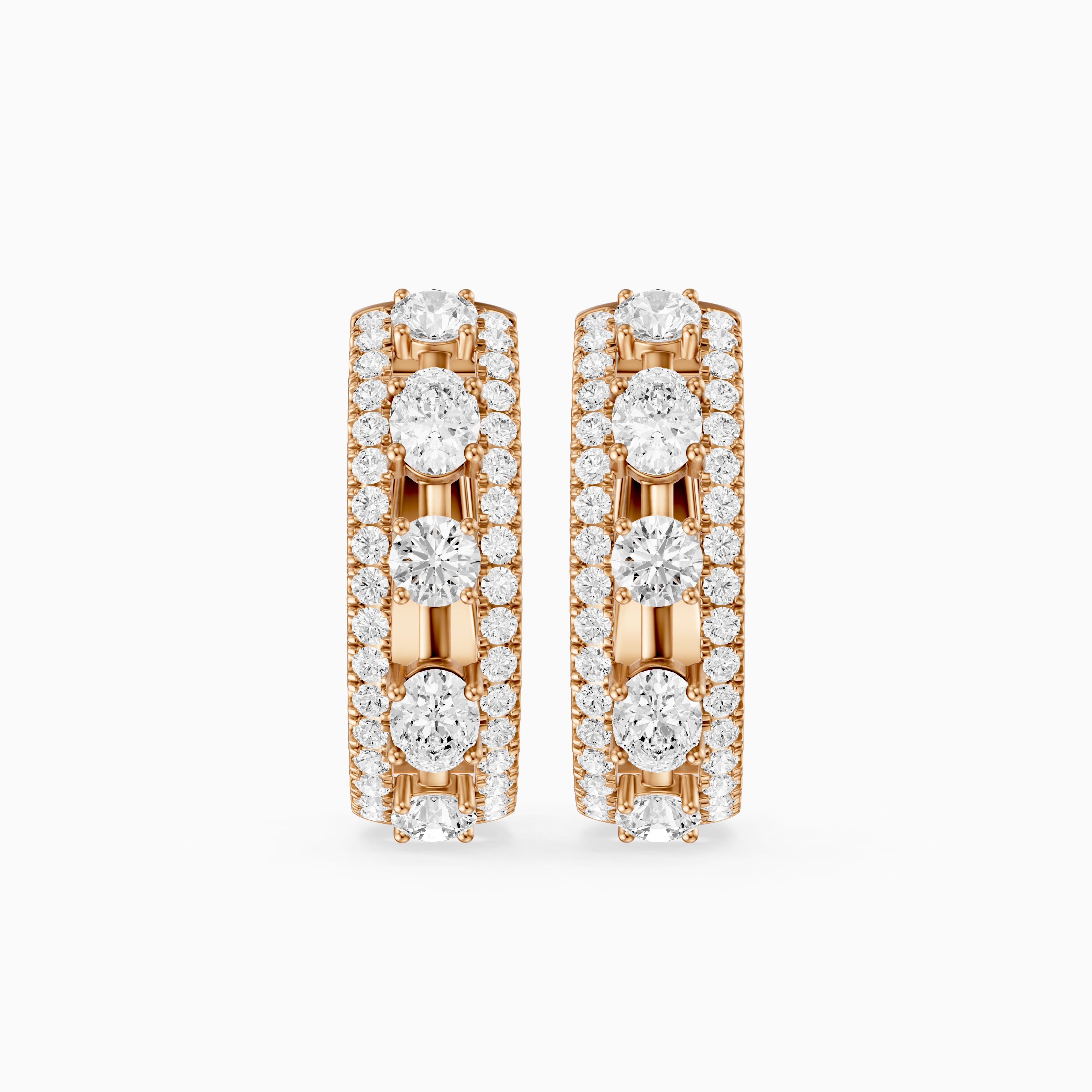 Gloria Round and Oval Cut Lab Grown Diamond Hoop Earrings