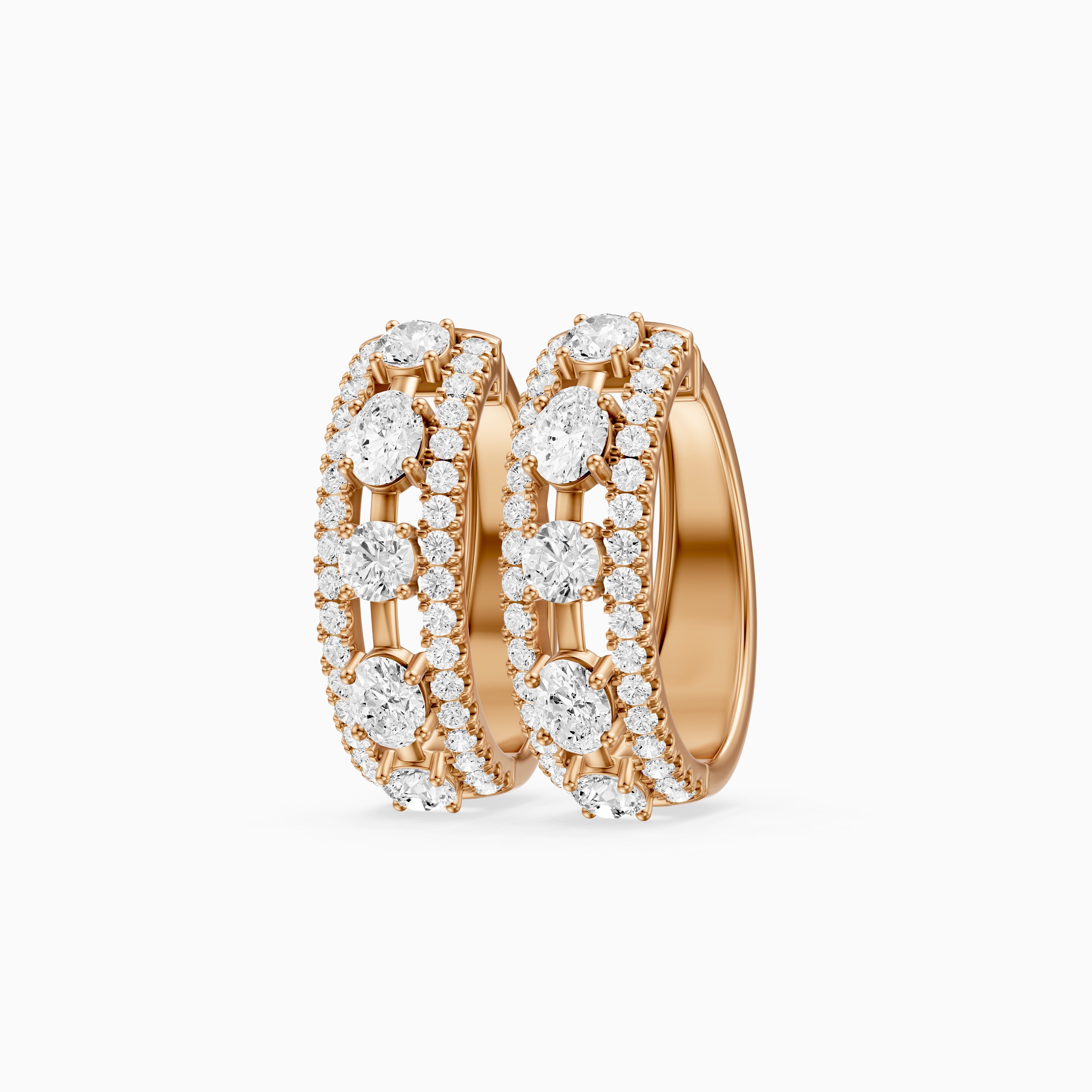Gloria Round and Oval Cut Lab Grown Diamond Hoop Earrings