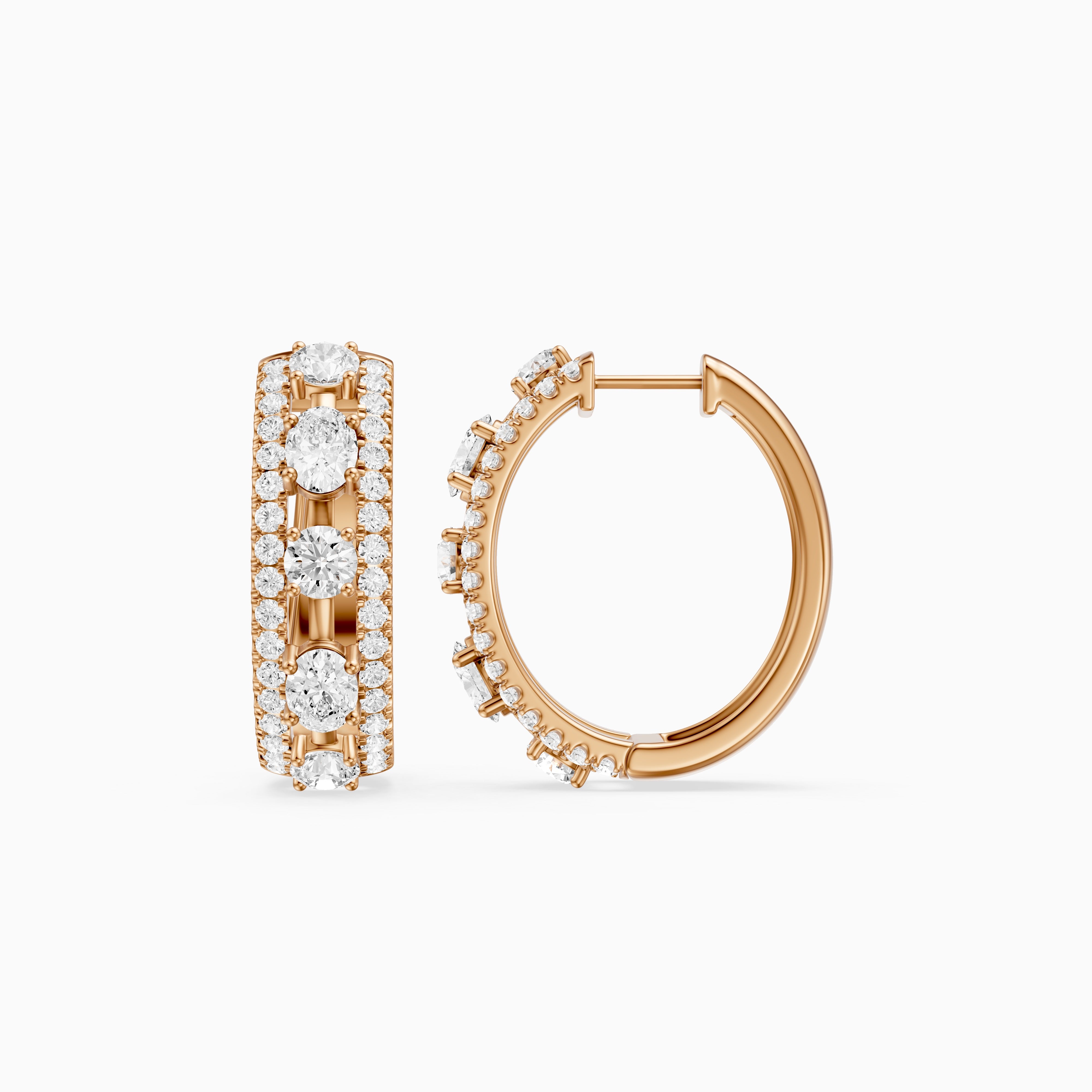 Gloria Round and Oval Cut Lab Grown Diamond Hoop Earrings